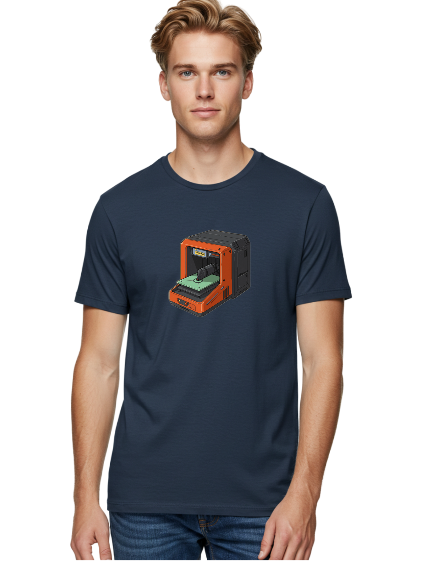 3D-Printer-40 Men'S Graphic Tee, 100% Cotton, Comfortable Casual Summer Wear, Machine Washable, Orange And Black 3D Printer, Printing Technology, Futuristic Design, Digital Fabrication, Additive Manufacturing, Futuristic Machine, Baa036 8