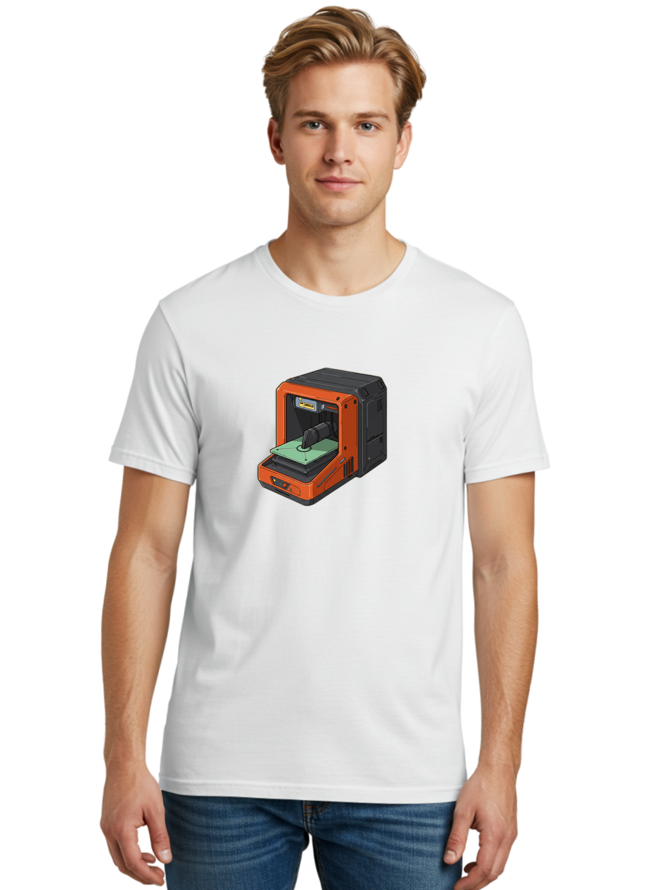 3D-Printer-40 Men'S Graphic Tee, 100% Cotton, Comfortable Casual Summer Wear, Machine Washable, Orange And Black 3D Printer, Printing Technology, Futuristic Design, Digital Fabrication, Additive Manufacturing, Futuristic Machine, Baa036 30