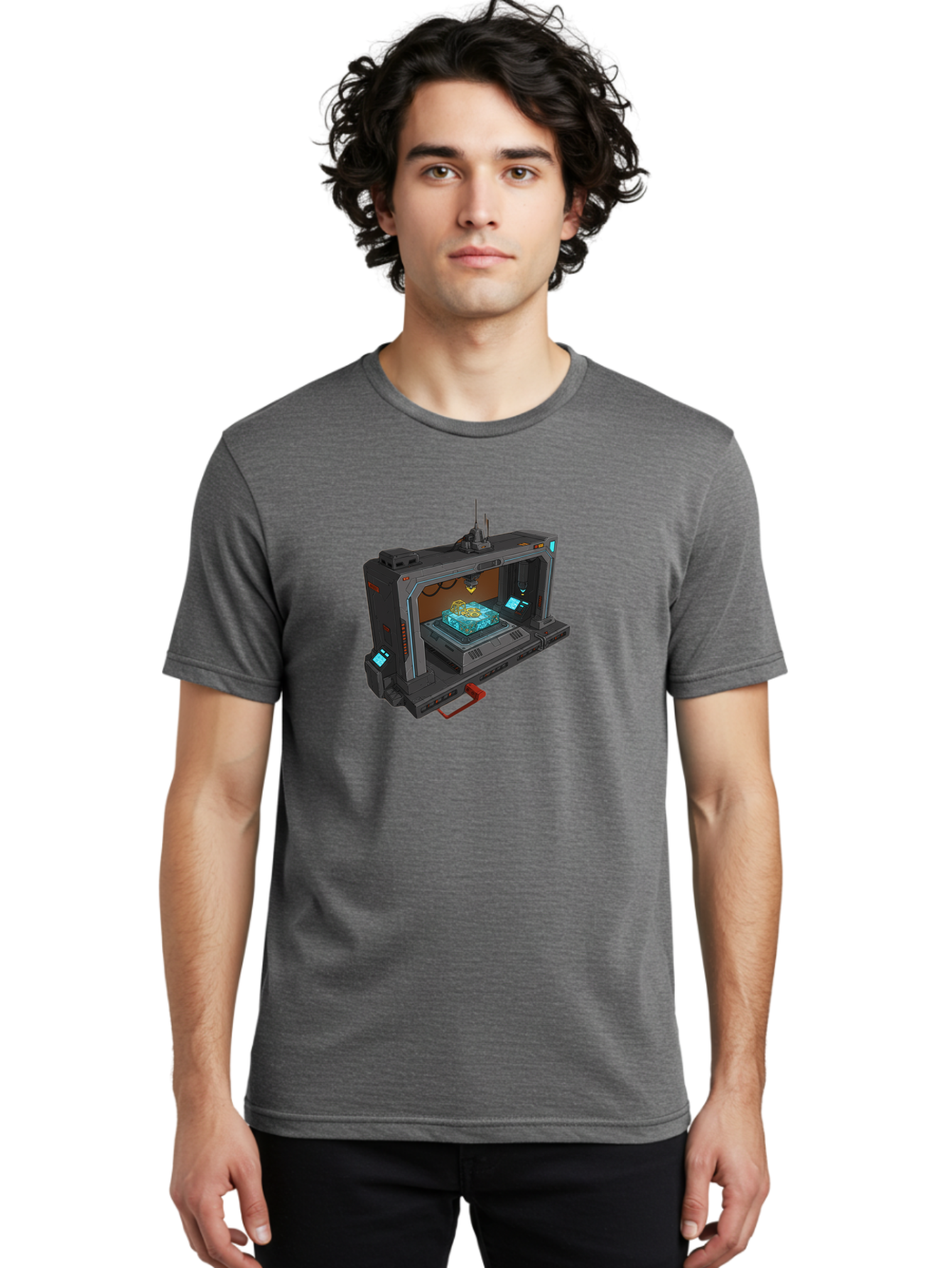 3D-Printer-42 Men'S Graphic Tee, 100% Cotton, Comfortable Casual Summer Wear, Machine Washable, Futuristic 3D Printing Technology, Advanced Manufacturing, Sci-Fi Machinery, Technological Innovation, Industrial Design, Digital Fabrication, Baa038 28