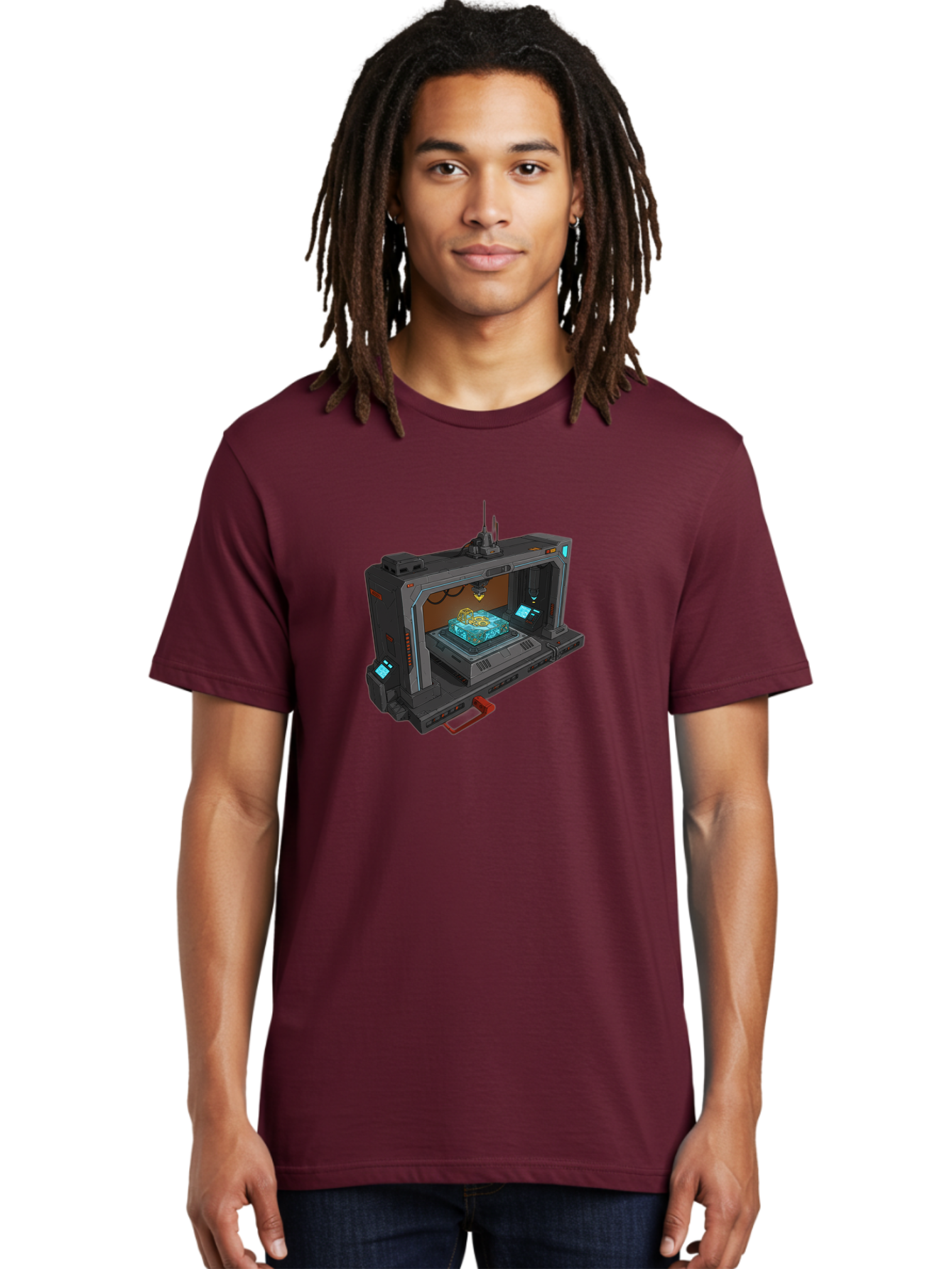 3D-Printer-42 Men'S Graphic Tee, 100% Cotton, Comfortable Casual Summer Wear, Machine Washable, Futuristic 3D Printing Technology, Advanced Manufacturing, Sci-Fi Machinery, Technological Innovation, Industrial Design, Digital Fabrication, Baa038 10