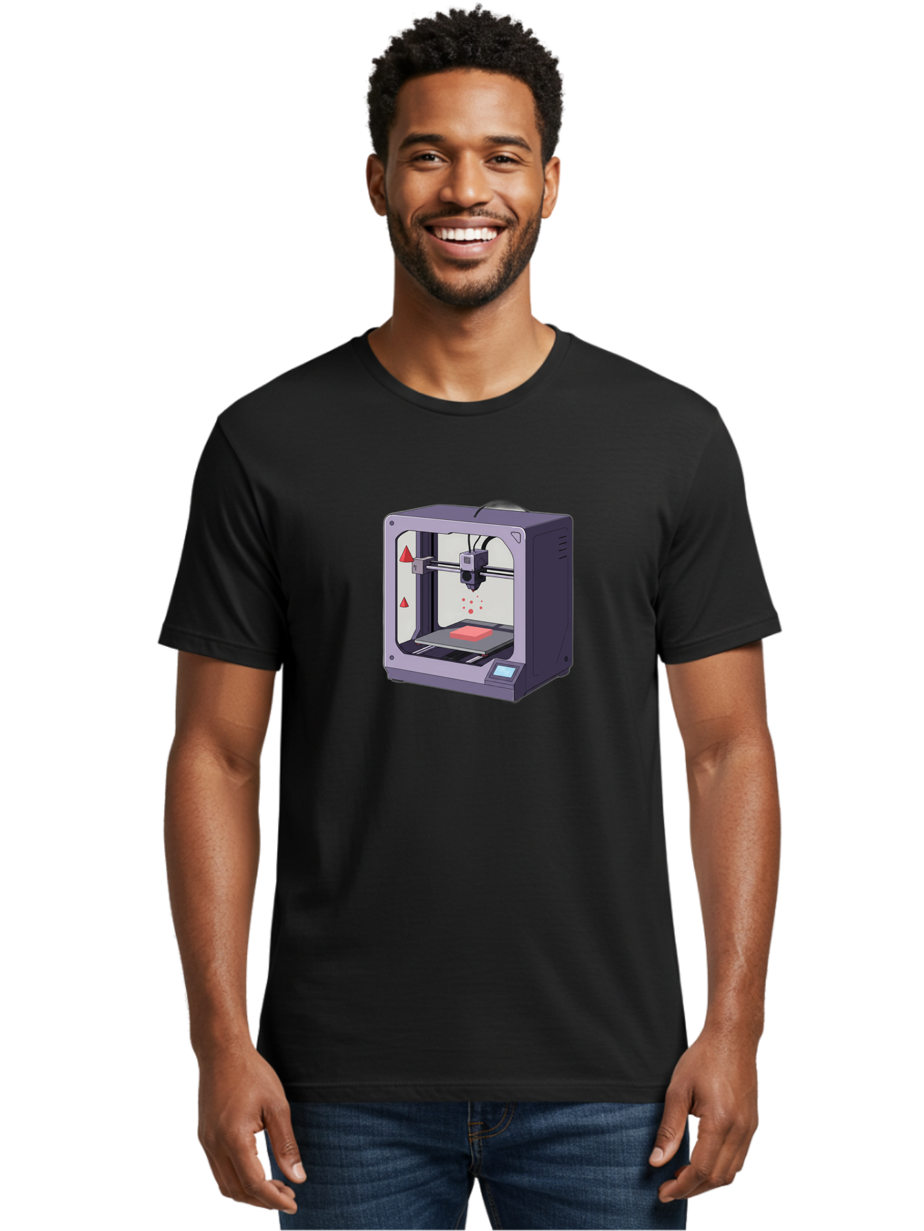 3D-Printer-6 Men'S Graphic Tee, 100% Cotton, Comfortable Casual Summer Wear, Machine Washable, 3D Printing Technology, Additive Manufacturing, Digital Fabrication, Rapid Prototyping, Printing Process, Red Material, Printer Nozzle, Baa040 12