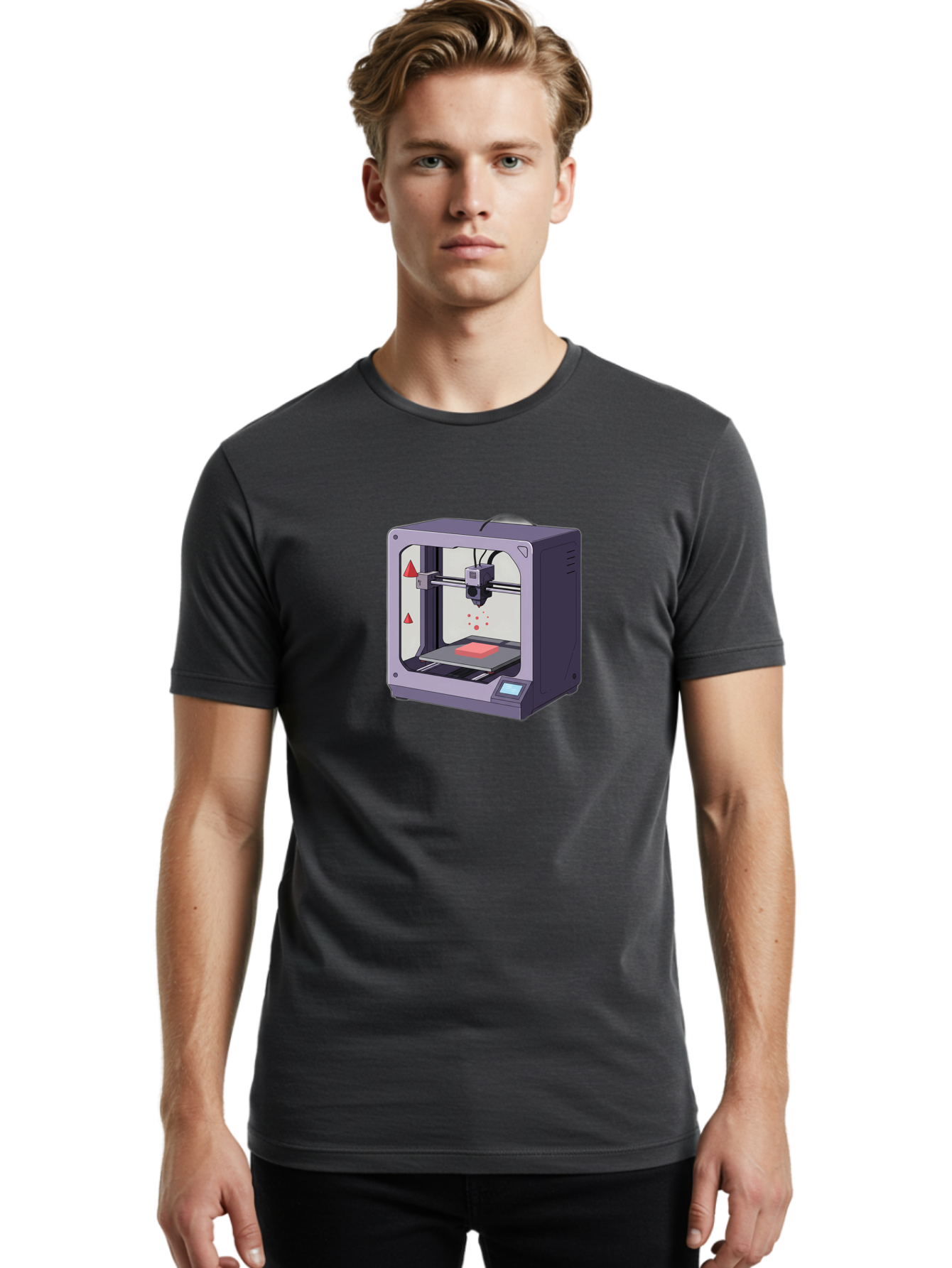 3D-Printer-6 Men'S Graphic Tee, 100% Cotton, Comfortable Casual Summer Wear, Machine Washable, 3D Printing Technology, Additive Manufacturing, Digital Fabrication, Rapid Prototyping, Printing Process, Red Material, Printer Nozzle, Baa040 10
