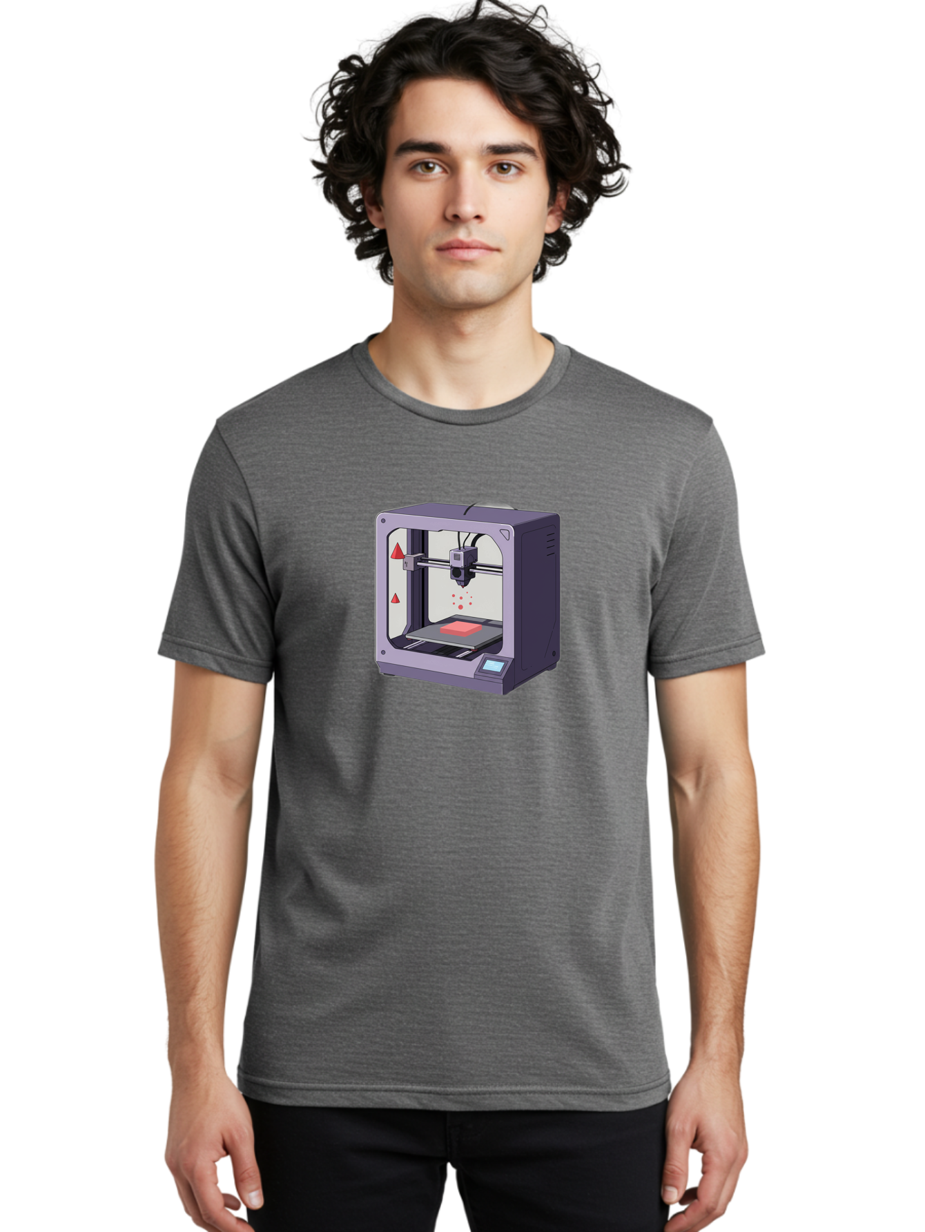 3D-Printer-6 Men'S Graphic Tee, 100% Cotton, Comfortable Casual Summer Wear, Machine Washable, 3D Printing Technology, Additive Manufacturing, Digital Fabrication, Rapid Prototyping, Printing Process, Red Material, Printer Nozzle, Baa040 6