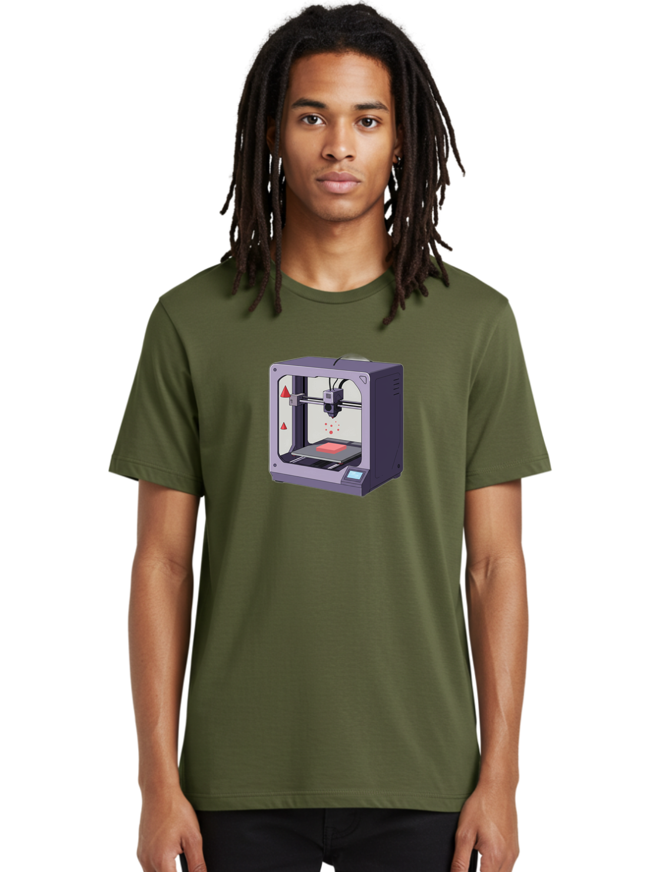 3D-Printer-6 Men'S Graphic Tee, 100% Cotton, Comfortable Casual Summer Wear, Machine Washable, 3D Printing Technology, Additive Manufacturing, Digital Fabrication, Rapid Prototyping, Printing Process, Red Material, Printer Nozzle, Baa040 18