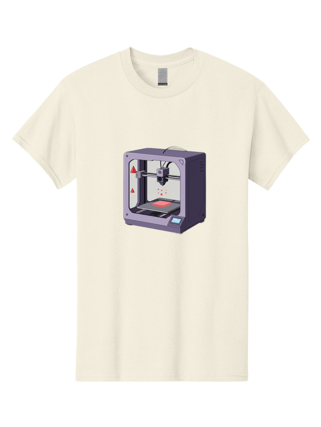 3D-Printer-6 Men'S Graphic Tee, 100% Cotton, Comfortable Casual Summer Wear, Machine Washable, 3D Printing Technology, Additive Manufacturing, Digital Fabrication, Rapid Prototyping, Printing Process, Red Material, Printer Nozzle, Baa040 3