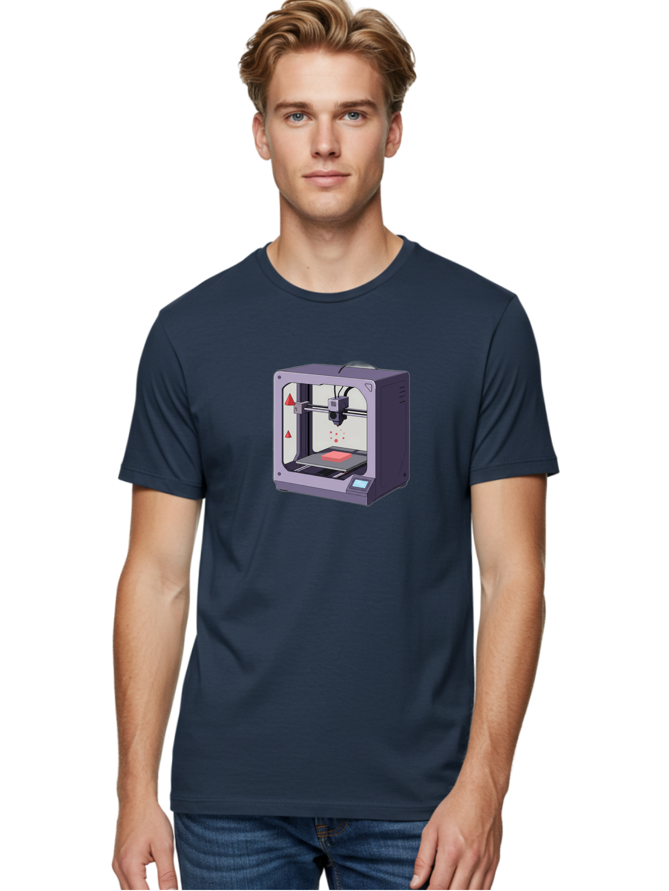 3D-Printer-6 Men'S Graphic Tee, 100% Cotton, Comfortable Casual Summer Wear, Machine Washable, 3D Printing Technology, Additive Manufacturing, Digital Fabrication, Rapid Prototyping, Printing Process, Red Material, Printer Nozzle, Baa040 16