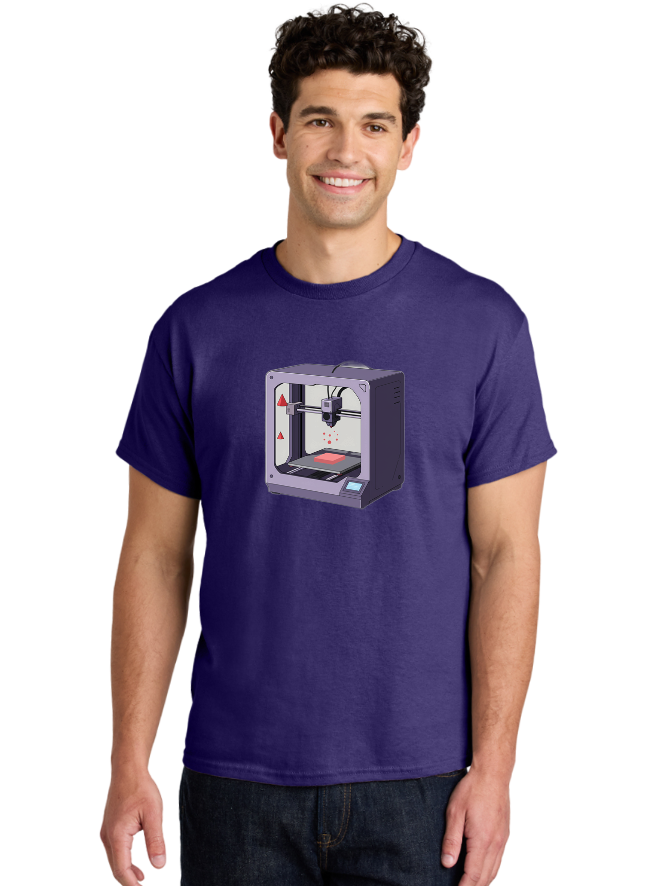 3D-Printer-6 Men'S Graphic Tee, 100% Cotton, Comfortable Casual Summer Wear, Machine Washable, 3D Printing Technology, Additive Manufacturing, Digital Fabrication, Rapid Prototyping, Printing Process, Red Material, Printer Nozzle, Baa040 24