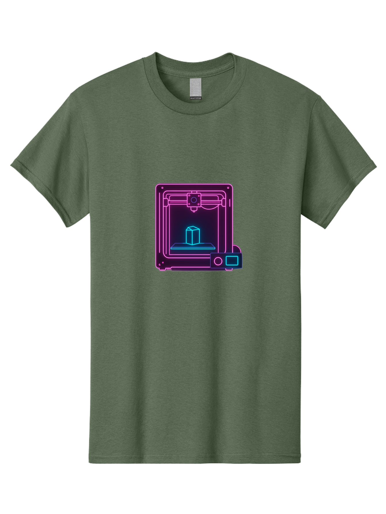3D-Printer-8 Men'S Graphic Tee, 100% Cotton, Comfortable Casual Summer Wear, Machine Washable, 3D Printing Technology, Additive Manufacturing, Futuristic Design, Neon Lights, Digital Fabrication, Prototype Development, Innovative Product, Baa042 17
