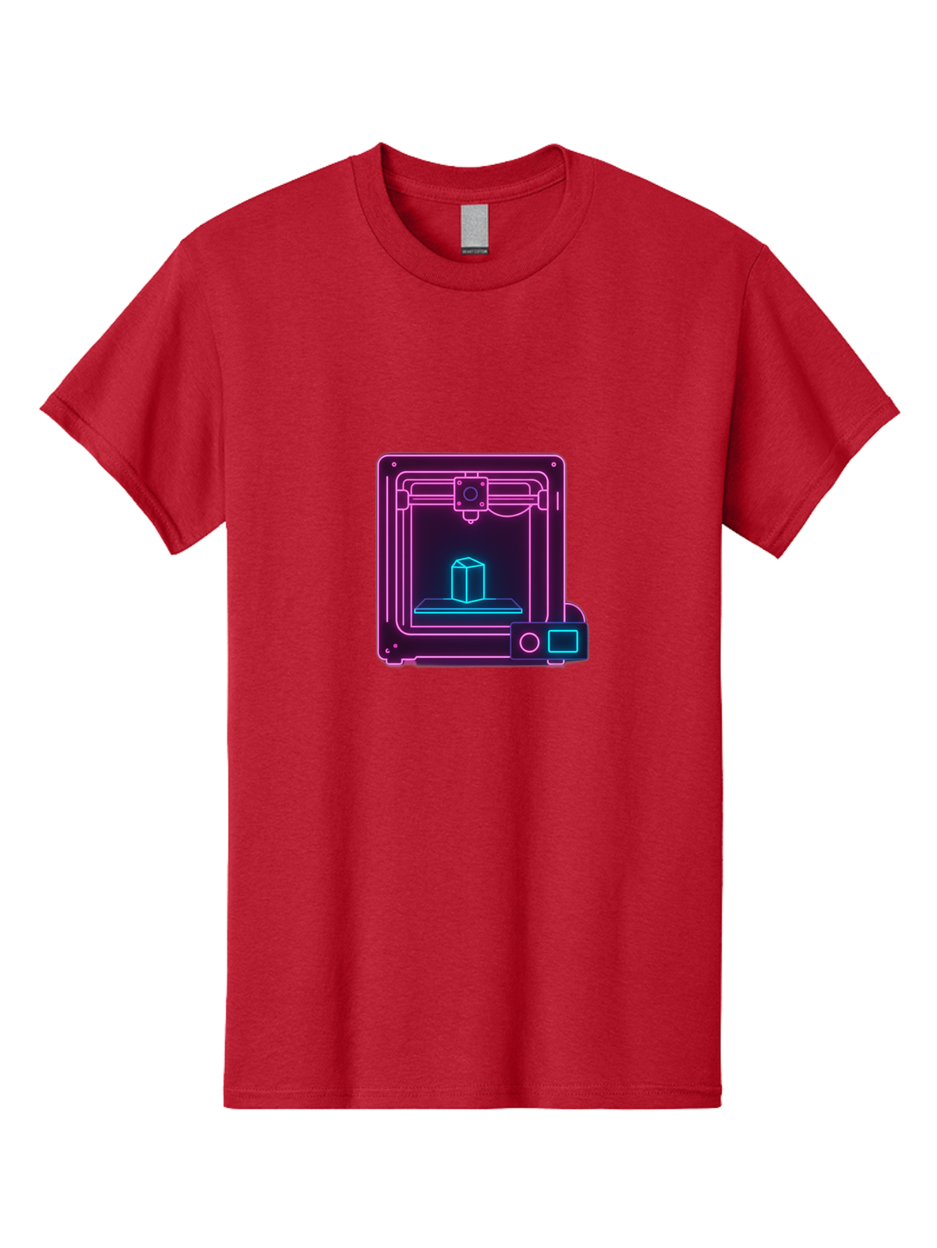 3D-Printer-8 Men'S Graphic Tee, 100% Cotton, Comfortable Casual Summer Wear, Machine Washable, 3D Printing Technology, Additive Manufacturing, Futuristic Design, Neon Lights, Digital Fabrication, Prototype Development, Innovative Product, Baa042 3