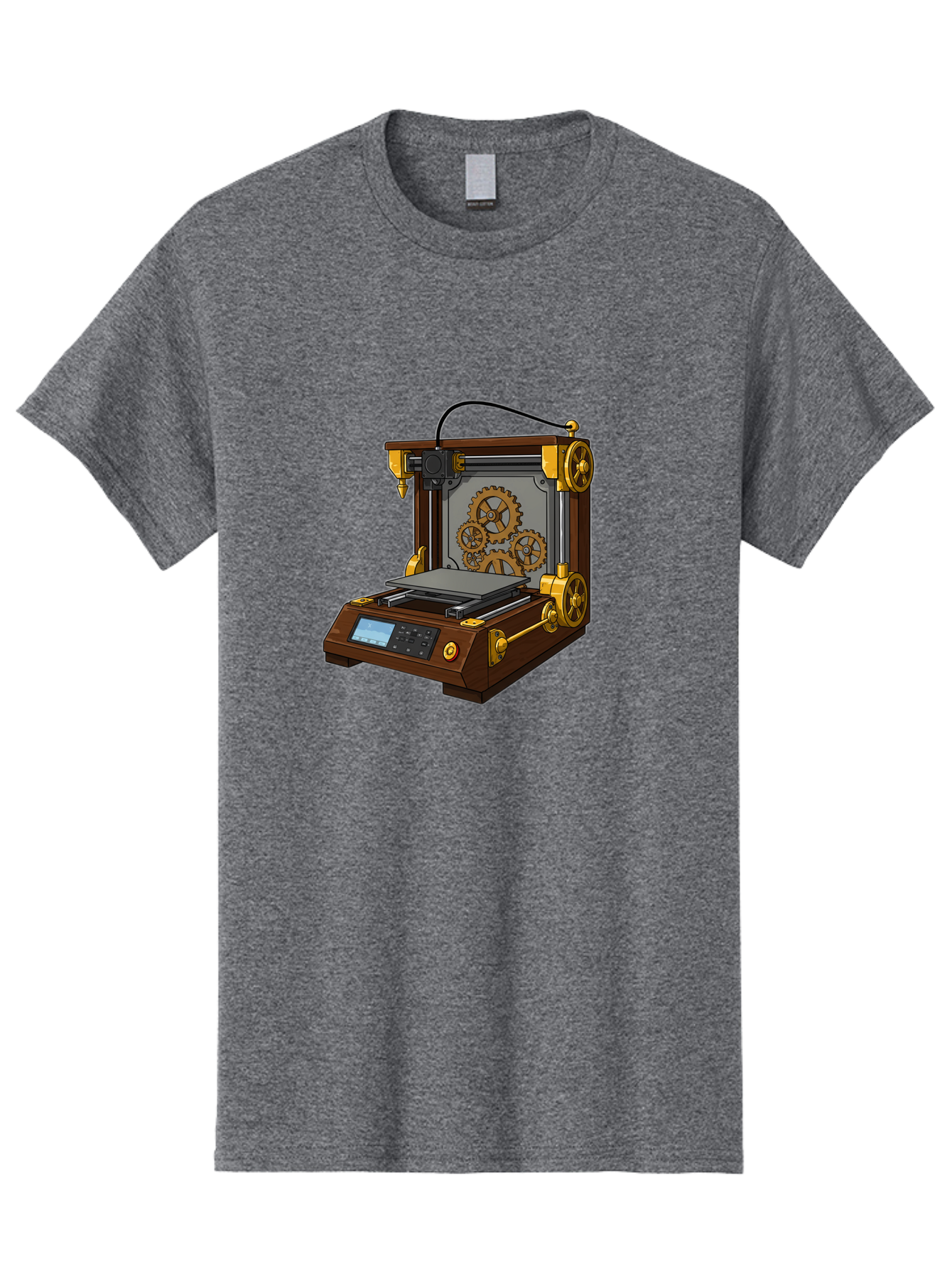 3D-Printer-9 Men'S Graphic Tee, 100% Cotton, Comfortable Casual Summer Wear, Machine Washable, Steampunk 3D Printer, Industrial Machinery, Mechanical Gears, Digital Display, Innovative Technology, Futuristic Design, Mechanical Engineering, Baa043 25
