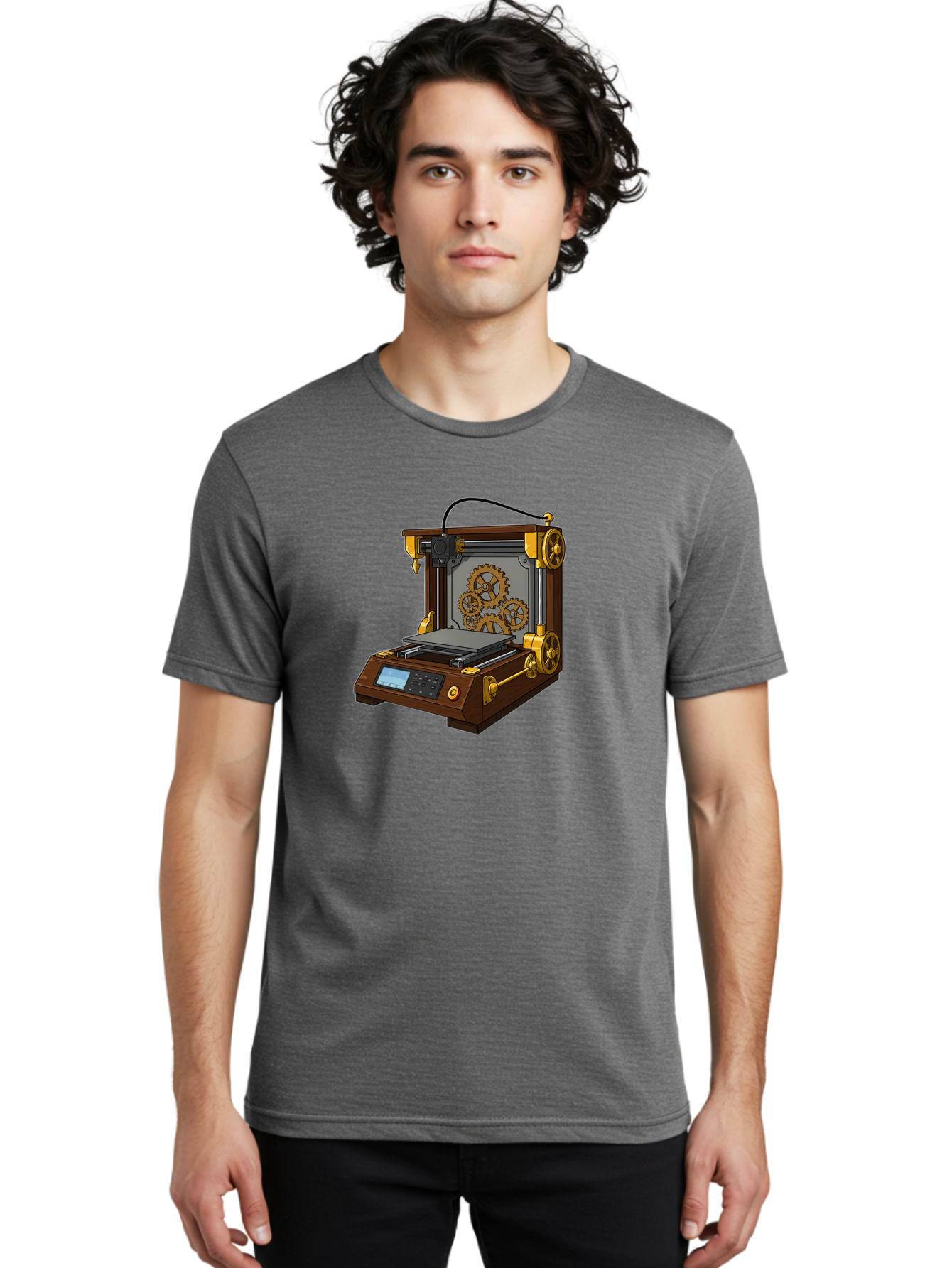 3D-Printer-9 Men'S Graphic Tee, 100% Cotton, Comfortable Casual Summer Wear, Machine Washable, Steampunk 3D Printer, Industrial Machinery, Mechanical Gears, Digital Display, Innovative Technology, Futuristic Design, Mechanical Engineering, Baa043 26
