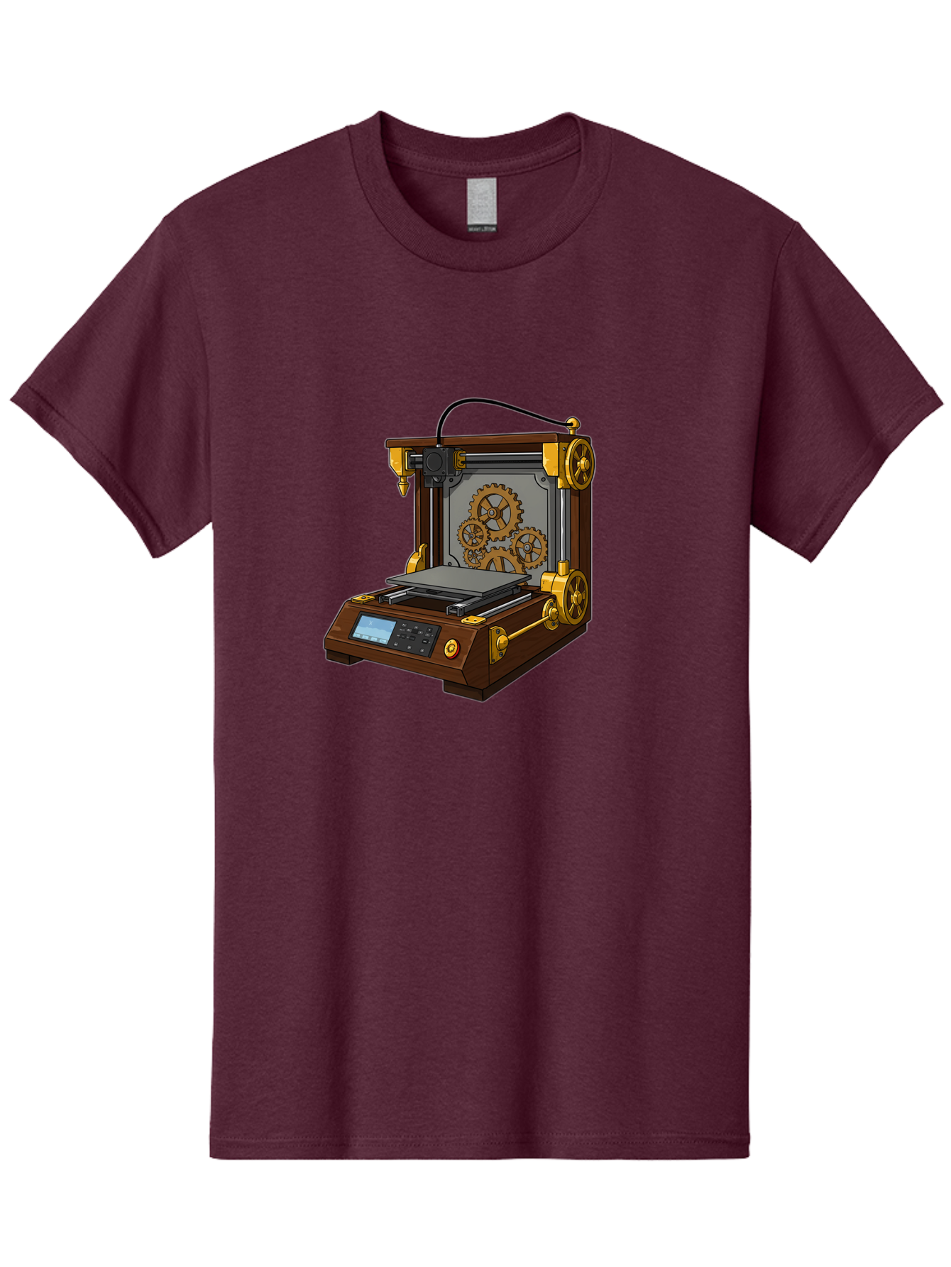 3D-Printer-9 Men'S Graphic Tee, 100% Cotton, Comfortable Casual Summer Wear, Machine Washable, Steampunk 3D Printer, Industrial Machinery, Mechanical Gears, Digital Display, Innovative Technology, Futuristic Design, Mechanical Engineering, Baa043 5