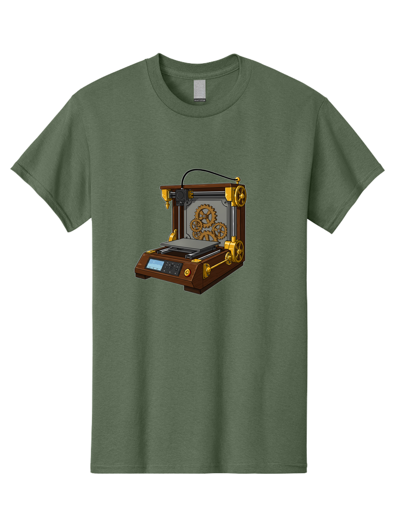 3D-Printer-9 Men'S Graphic Tee, 100% Cotton, Comfortable Casual Summer Wear, Machine Washable, Steampunk 3D Printer, Industrial Machinery, Mechanical Gears, Digital Display, Innovative Technology, Futuristic Design, Mechanical Engineering, Baa043 7