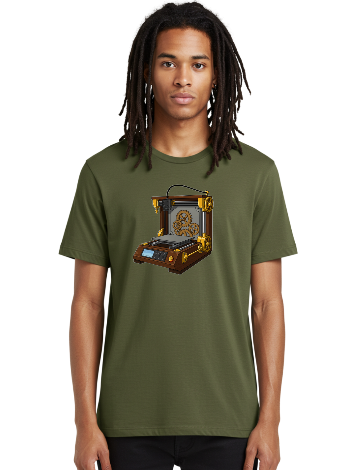 3D-Printer-9 Men'S Graphic Tee, 100% Cotton, Comfortable Casual Summer Wear, Machine Washable, Steampunk 3D Printer, Industrial Machinery, Mechanical Gears, Digital Display, Innovative Technology, Futuristic Design, Mechanical Engineering, Baa043 8