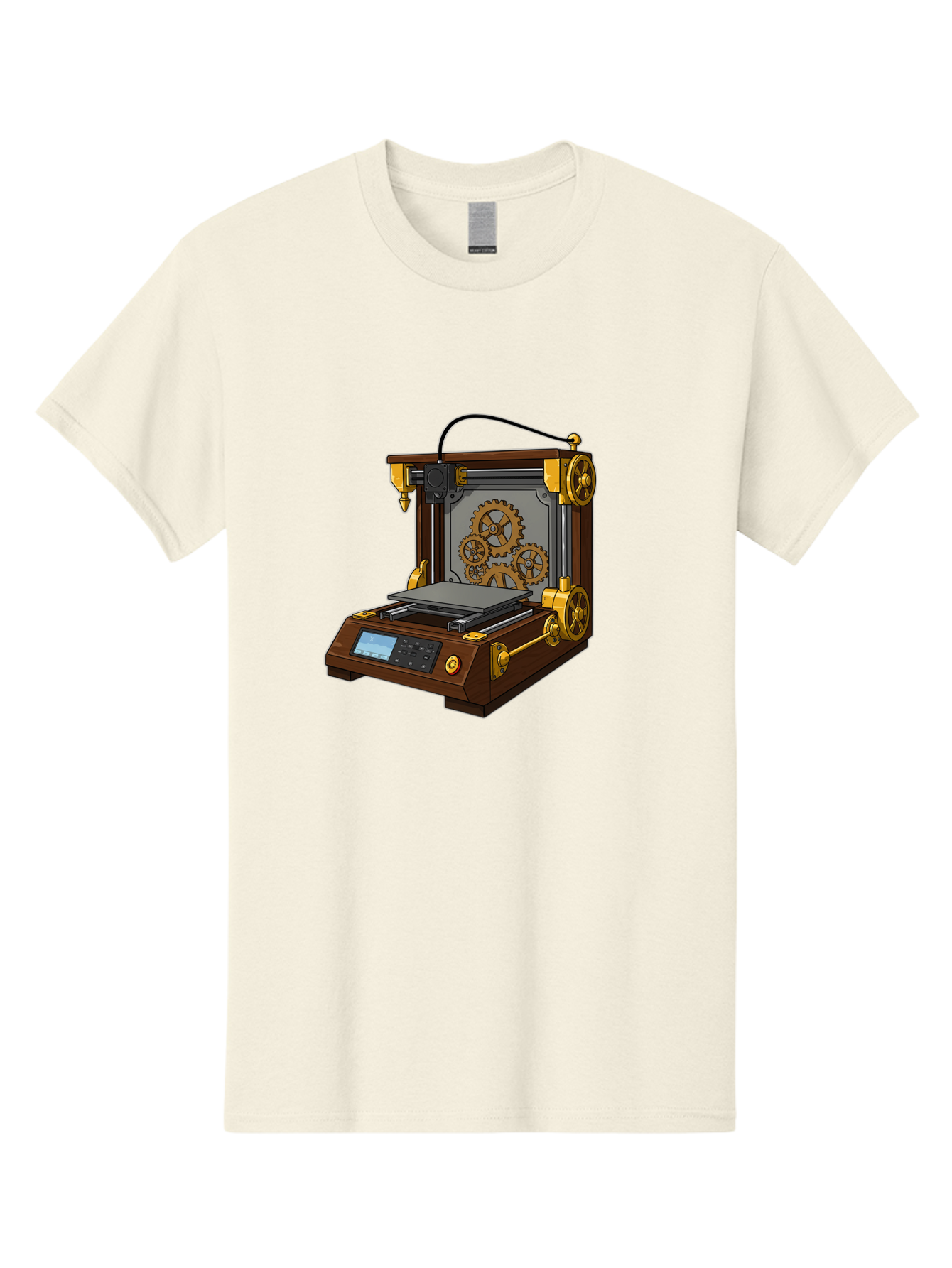 3D-Printer-9 Men'S Graphic Tee, 100% Cotton, Comfortable Casual Summer Wear, Machine Washable, Steampunk 3D Printer, Industrial Machinery, Mechanical Gears, Digital Display, Innovative Technology, Futuristic Design, Mechanical Engineering, Baa043 3
