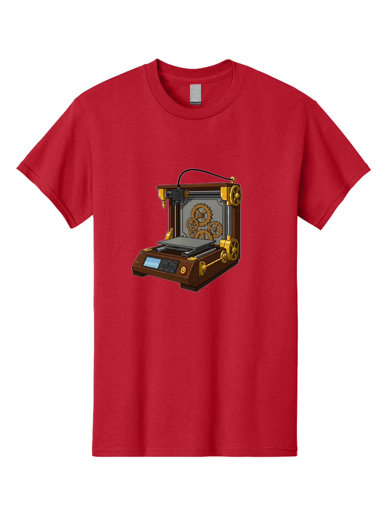 3D-Printer-9 Men'S Graphic Tee, 100% Cotton, Comfortable Casual Summer Wear, Machine Washable, Steampunk 3D Printer, Industrial Machinery, Mechanical Gears, Digital Display, Innovative Technology, Futuristic Design, Mechanical Engineering, Baa043 13