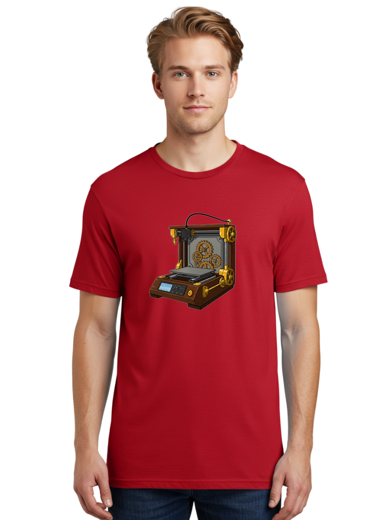 3D-Printer-9 Men'S Graphic Tee, 100% Cotton, Comfortable Casual Summer Wear, Machine Washable, Steampunk 3D Printer, Industrial Machinery, Mechanical Gears, Digital Display, Innovative Technology, Futuristic Design, Mechanical Engineering, Baa043 14