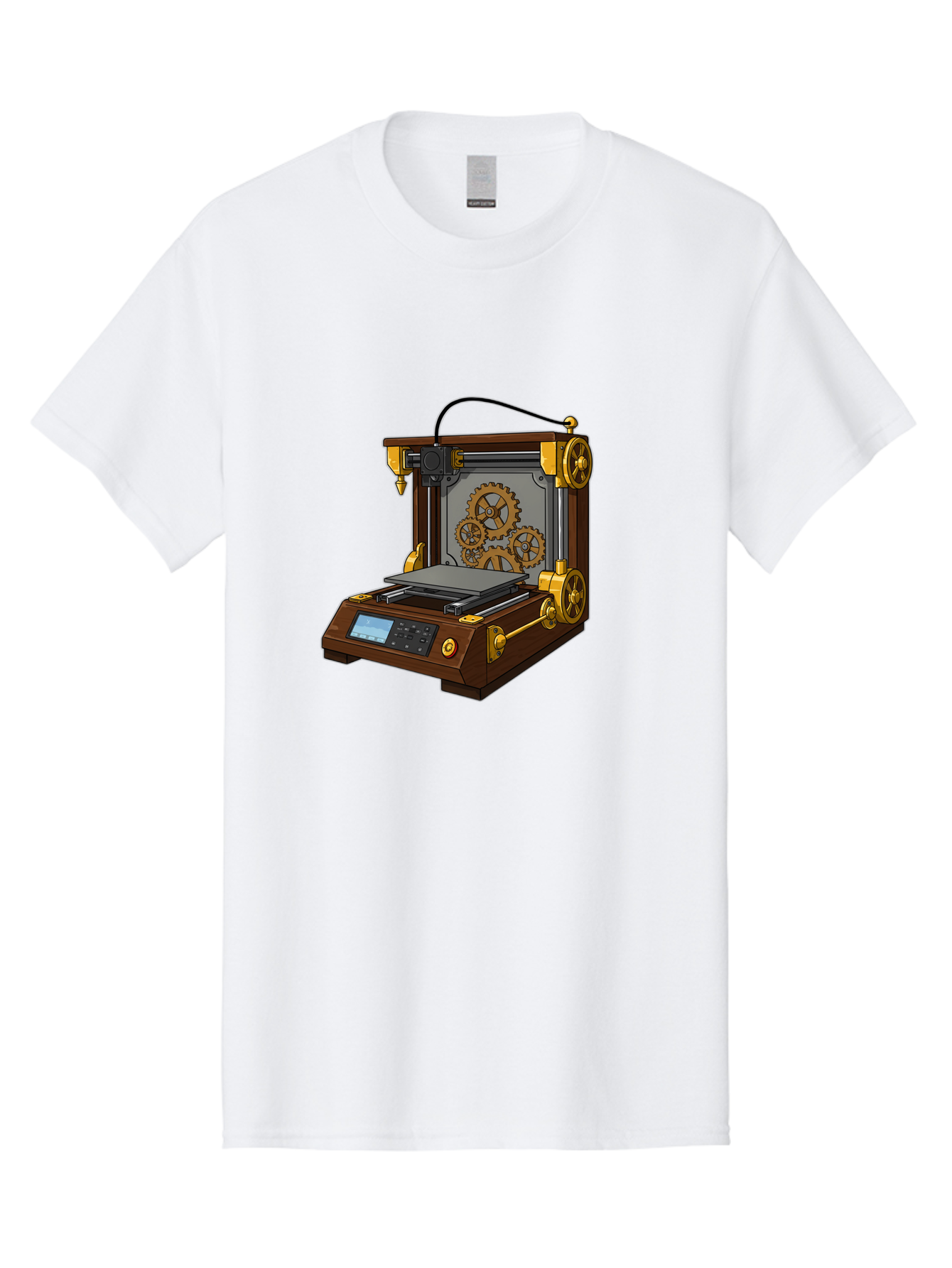 3D-Printer-9 Men'S Graphic Tee, 100% Cotton, Comfortable Casual Summer Wear, Machine Washable, Steampunk 3D Printer, Industrial Machinery, Mechanical Gears, Digital Display, Innovative Technology, Futuristic Design, Mechanical Engineering, Baa043 9