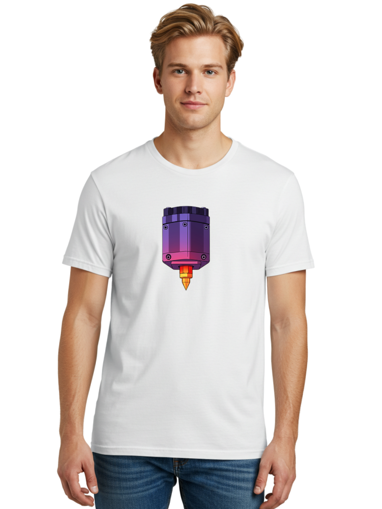 3D-Printer-Hotend-1 Men'S Graphic Tee, 100% Cotton, Comfortable Casual Summer Wear, Machine Washable, 3D Printing Technology, 3D Printer Extruder, Printer Head, Additive Manufacturing, 3D Modeling, Digital Fabrication, Rapid Prototyping Baa044 20