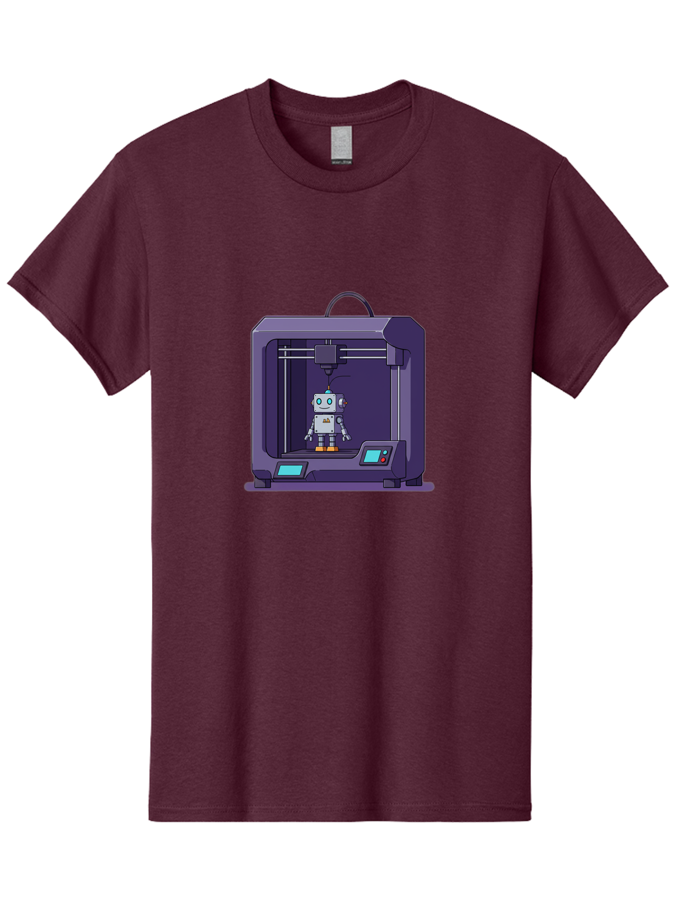 3D-Printer-Robot-1 Men'S Graphic Tee, 100% Cotton, Comfortable Casual Summer Wear, Machine Washable, 3D Printing Technology, Robot Being Printed, Advanced Manufacturing, Futuristic Design, Robotic Parts, Digital Fabrication, Baa047 11