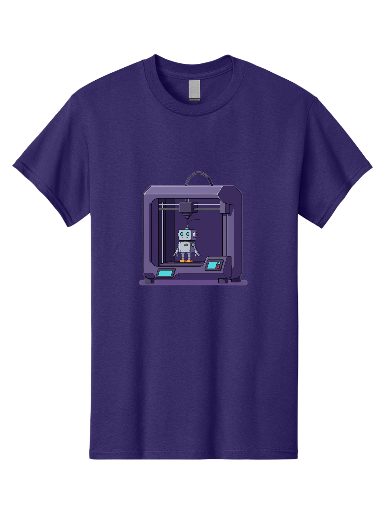 3D-Printer-Robot-1 Men'S Graphic Tee, 100% Cotton, Comfortable Casual Summer Wear, Machine Washable, 3D Printing Technology, Robot Being Printed, Advanced Manufacturing, Futuristic Design, Robotic Parts, Digital Fabrication, Baa047 19