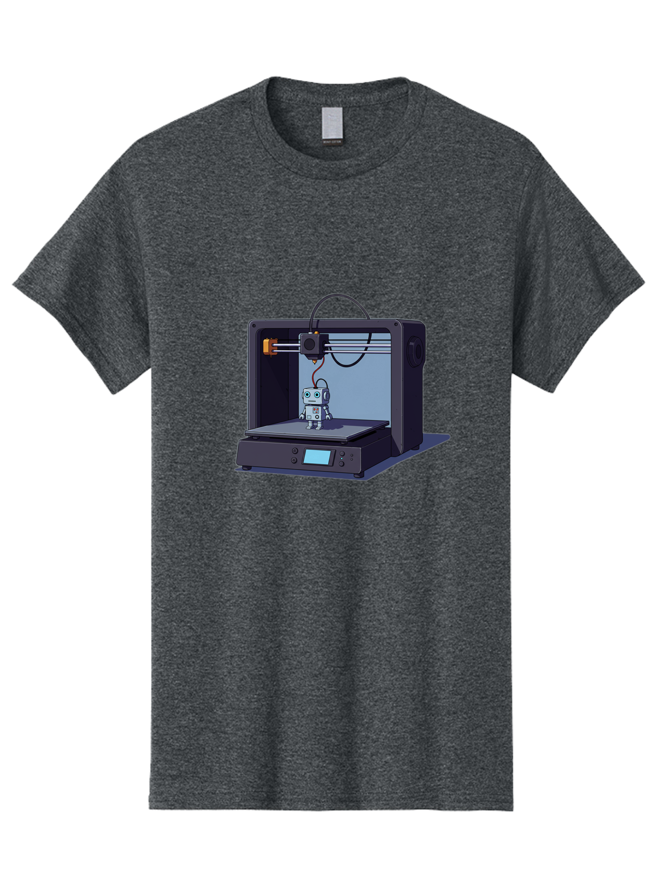 3D-Printer-Robot Men'S Graphic Tee, 100% Cotton, Comfortable Casual Summer Wear, Machine Washable, 3D Printing Technology, Robot Figurine, Digital Fabrication, Additive Manufacturing, Futuristic Design, Robotic Innovation, Modern Machinery Baa048 17