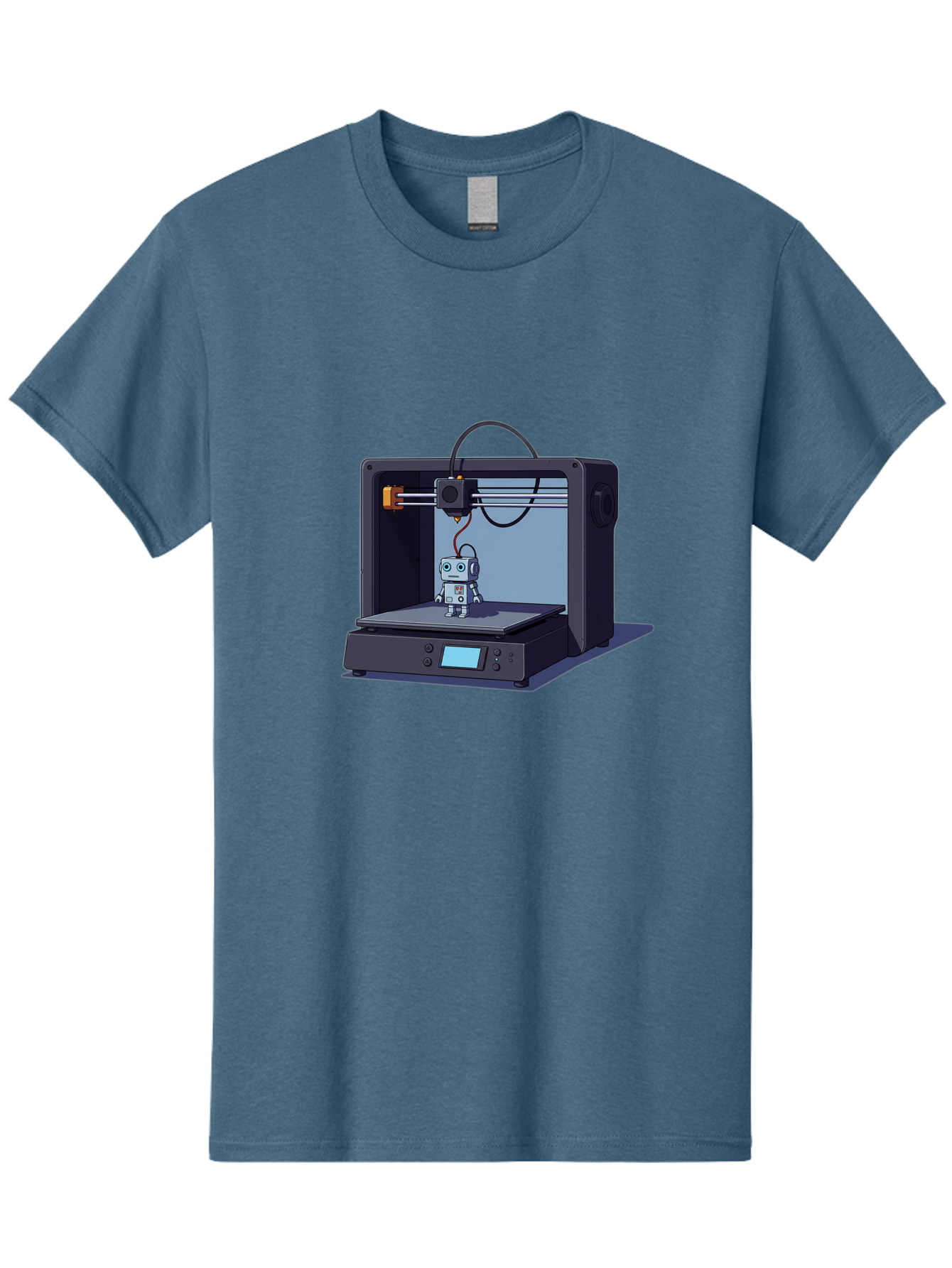 3D-Printer-Robot Men'S Graphic Tee, 100% Cotton, Comfortable Casual Summer Wear, Machine Washable, 3D Printing Technology, Robot Figurine, Digital Fabrication, Additive Manufacturing, Futuristic Design, Robotic Innovation, Modern Machinery Baa048 27