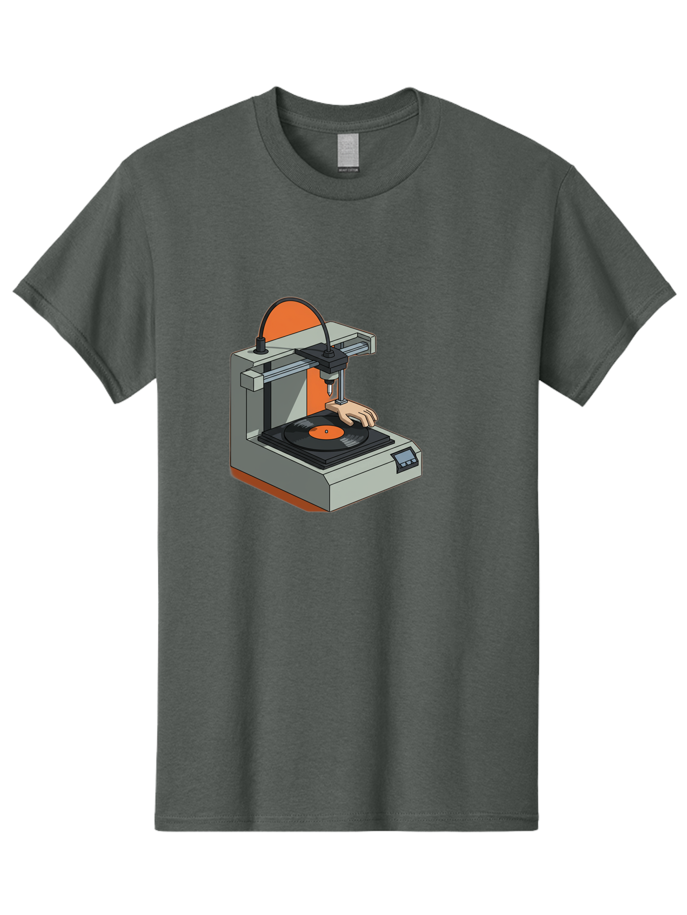 3D-Printer-Vinyl-Record Men'S Graphic Tee, 100% Cotton, Comfortable Casual Summer Wear, Machine Washable, 3D Printing Technology, Vinyl Record Production, Innovative Manufacturing, Creative Design, Futuristic Machinery, Digital Fabrication, Baa049 7