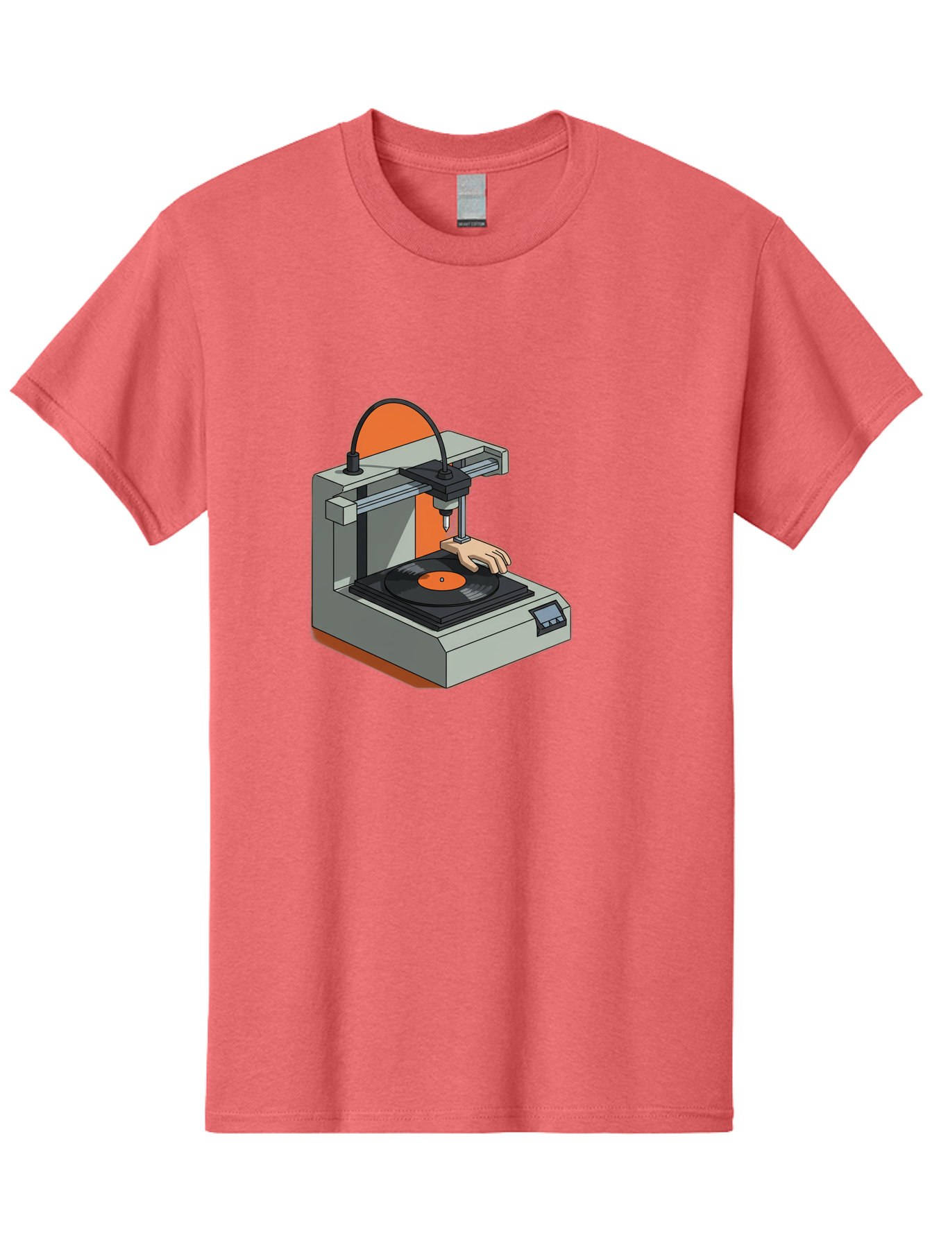3D-Printer-Vinyl-Record Men'S Graphic Tee, 100% Cotton, Comfortable Casual Summer Wear, Machine Washable, 3D Printing Technology, Vinyl Record Production, Innovative Manufacturing, Creative Design, Futuristic Machinery, Digital Fabrication, Baa049 13