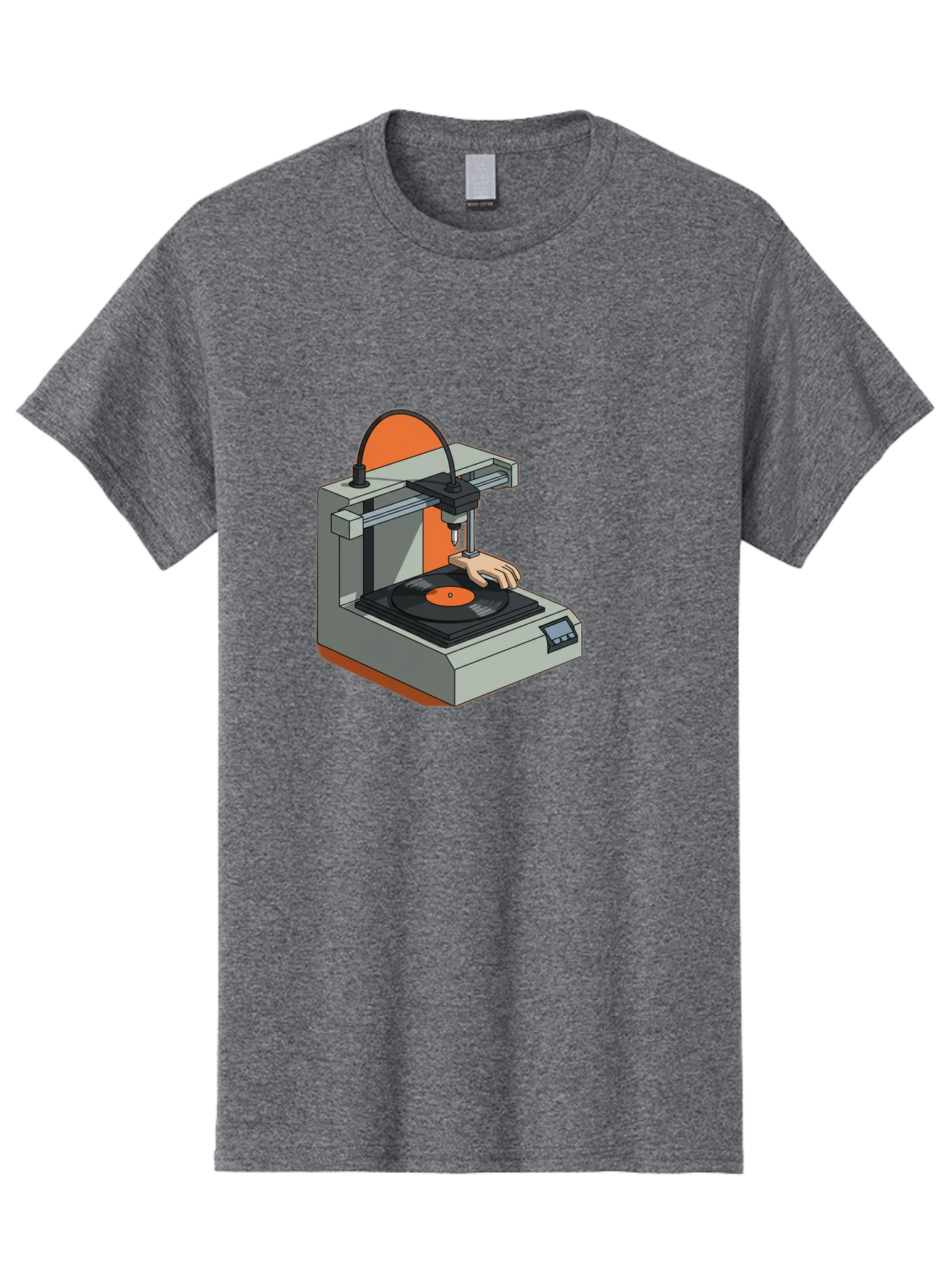 3D-Printer-Vinyl-Record Men'S Graphic Tee, 100% Cotton, Comfortable Casual Summer Wear, Machine Washable, 3D Printing Technology, Vinyl Record Production, Innovative Manufacturing, Creative Design, Futuristic Machinery, Digital Fabrication, Baa049 15