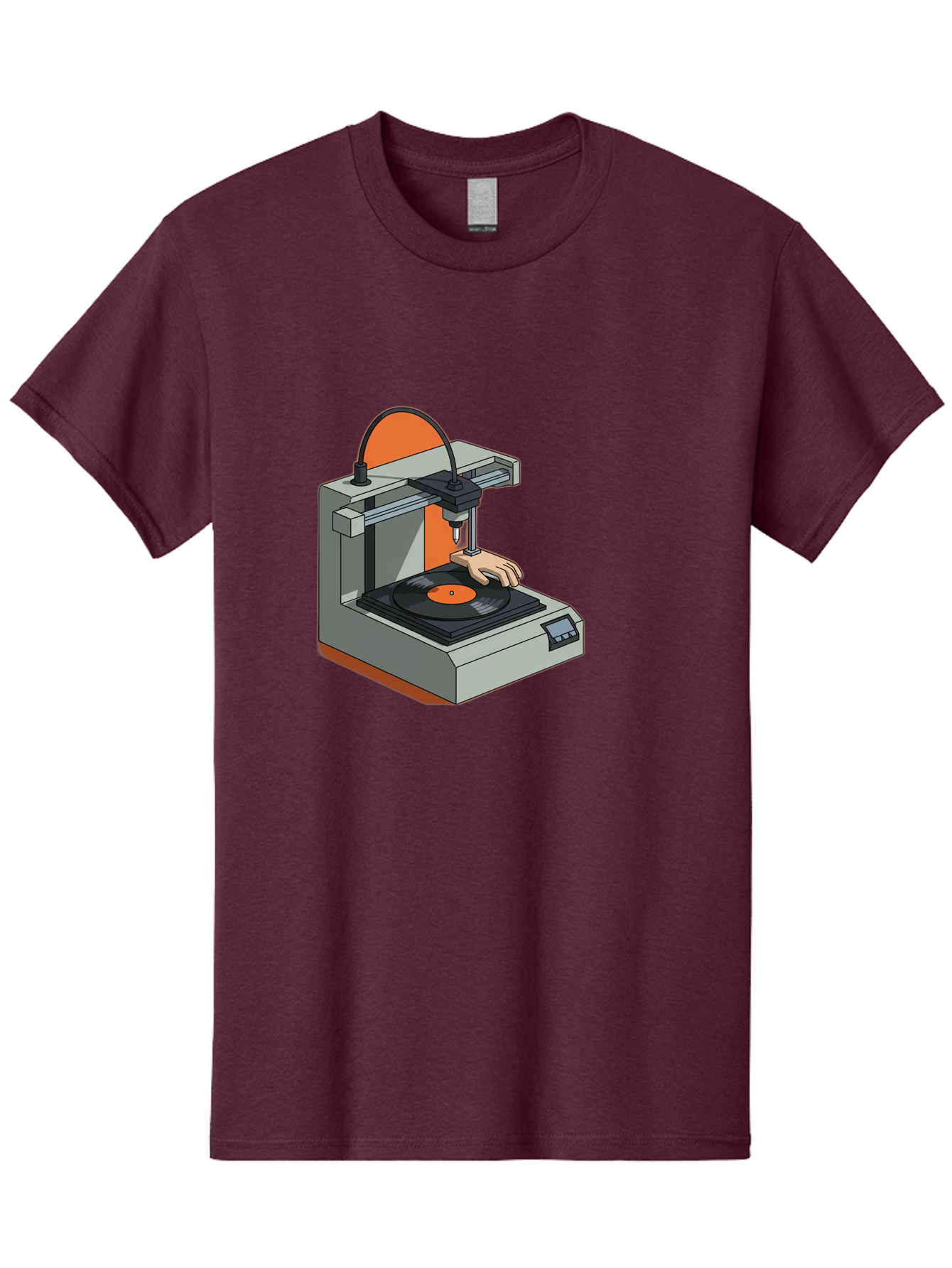 3D-Printer-Vinyl-Record Men'S Graphic Tee, 100% Cotton, Comfortable Casual Summer Wear, Machine Washable, 3D Printing Technology, Vinyl Record Production, Innovative Manufacturing, Creative Design, Futuristic Machinery, Digital Fabrication, Baa049 19