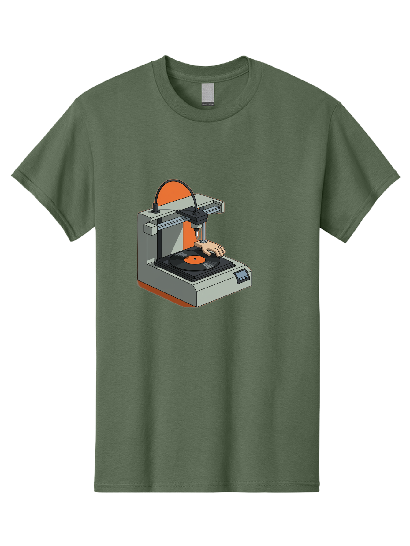3D-Printer-Vinyl-Record Men'S Graphic Tee, 100% Cotton, Comfortable Casual Summer Wear, Machine Washable, 3D Printing Technology, Vinyl Record Production, Innovative Manufacturing, Creative Design, Futuristic Machinery, Digital Fabrication, Baa049 11