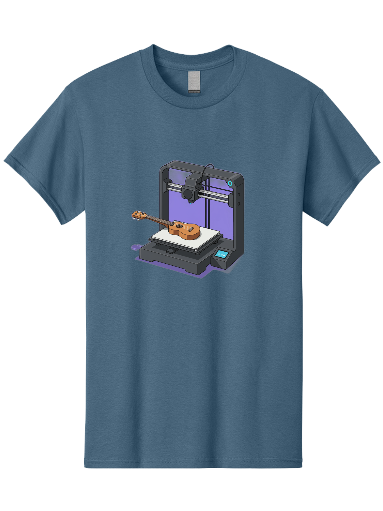 3D-Printer-With-Ukulele Men'S Graphic Tee, 100% Cotton, Comfortable Casual Summer Wear, Machine Washable, 3D Printing Technology, Ukulele Manufacturing, Customized Instruments, Innovative Design, Digital Fabrication, Musical Instruments, Baa051 15