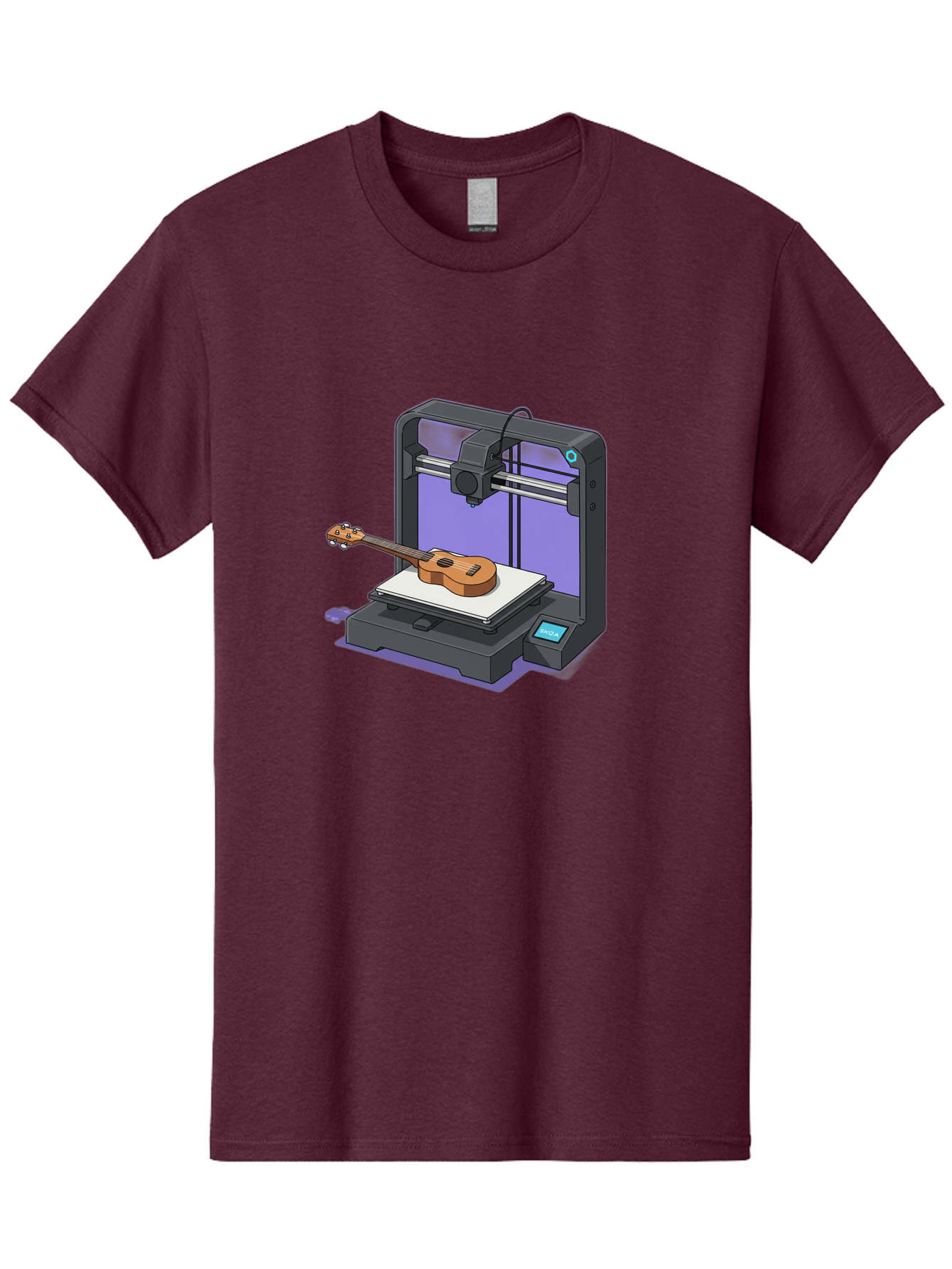 3D-Printer-With-Ukulele Men'S Graphic Tee, 100% Cotton, Comfortable Casual Summer Wear, Machine Washable, 3D Printing Technology, Ukulele Manufacturing, Customized Instruments, Innovative Design, Digital Fabrication, Musical Instruments, Baa051 17