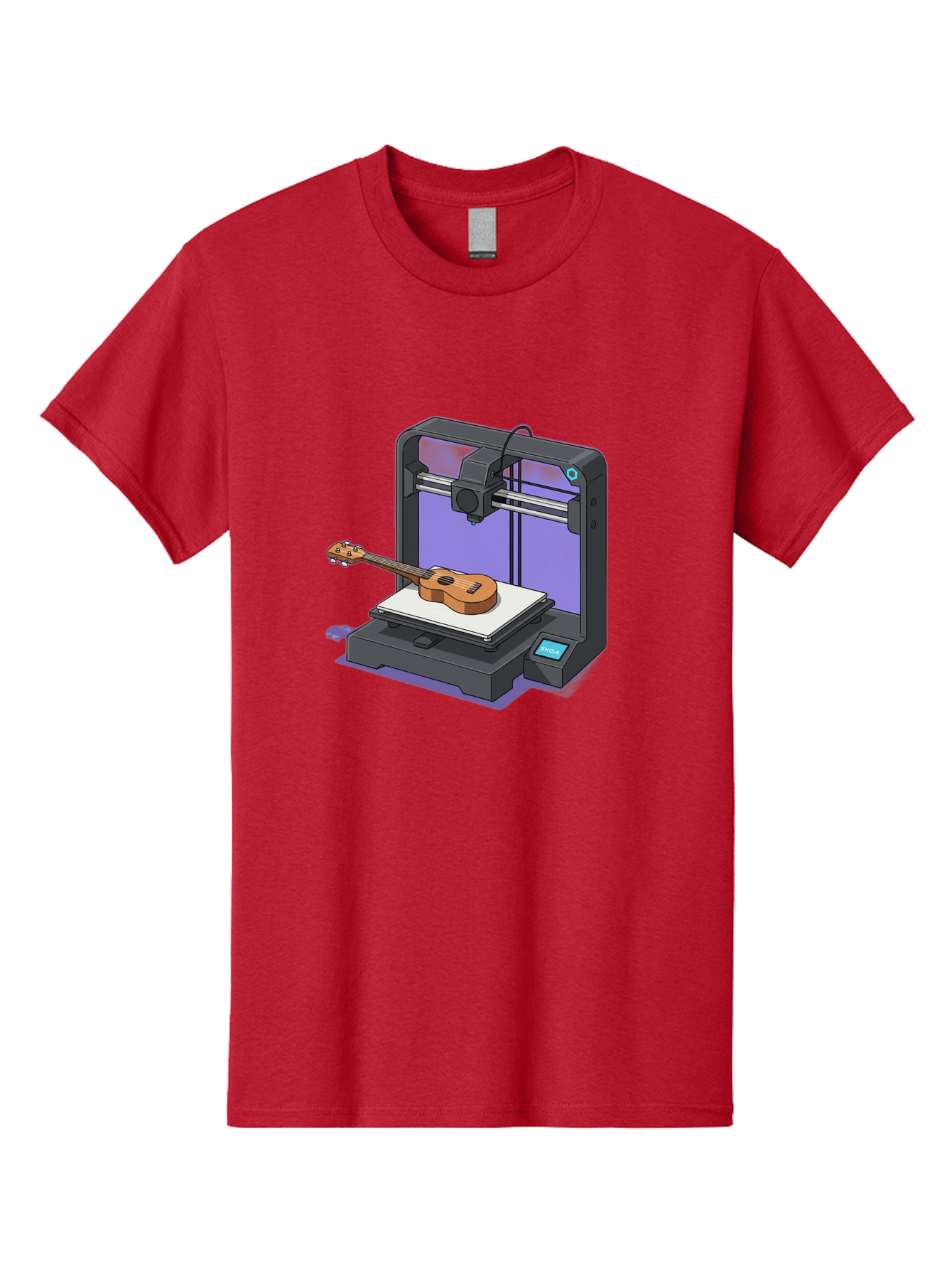 3D-Printer-With-Ukulele Men'S Graphic Tee, 100% Cotton, Comfortable Casual Summer Wear, Machine Washable, 3D Printing Technology, Ukulele Manufacturing, Customized Instruments, Innovative Design, Digital Fabrication, Musical Instruments, Baa051 27