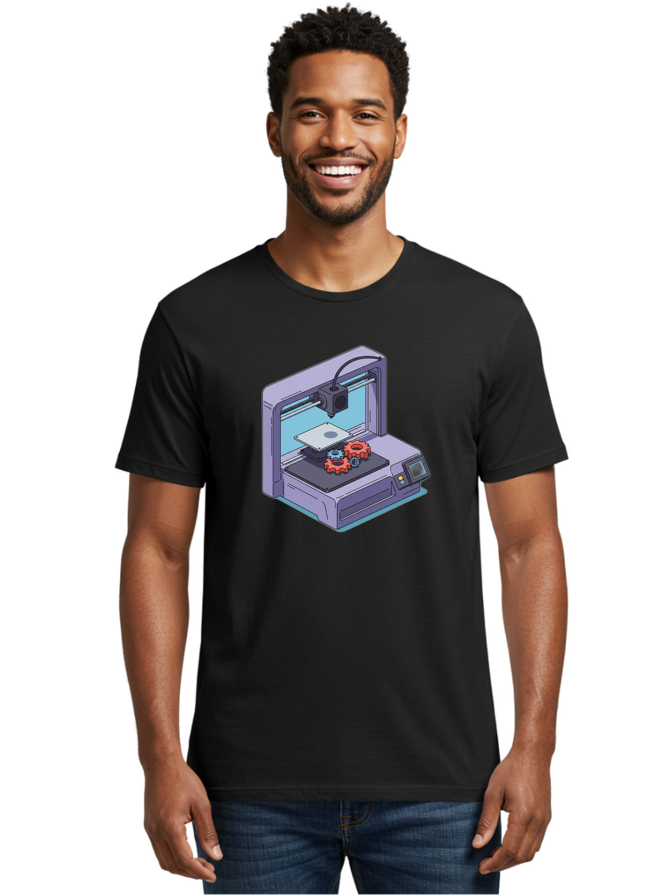 3D-Printer Men'S Graphic Tee, 100% Cotton, Comfortable Casual Summer Wear, Machine Washable, 3D Printing Technology, Additive Manufacturing, Industrial Gear Production, Printer Machine, Object Creation, Layer By Layer Printing, Baa052 12