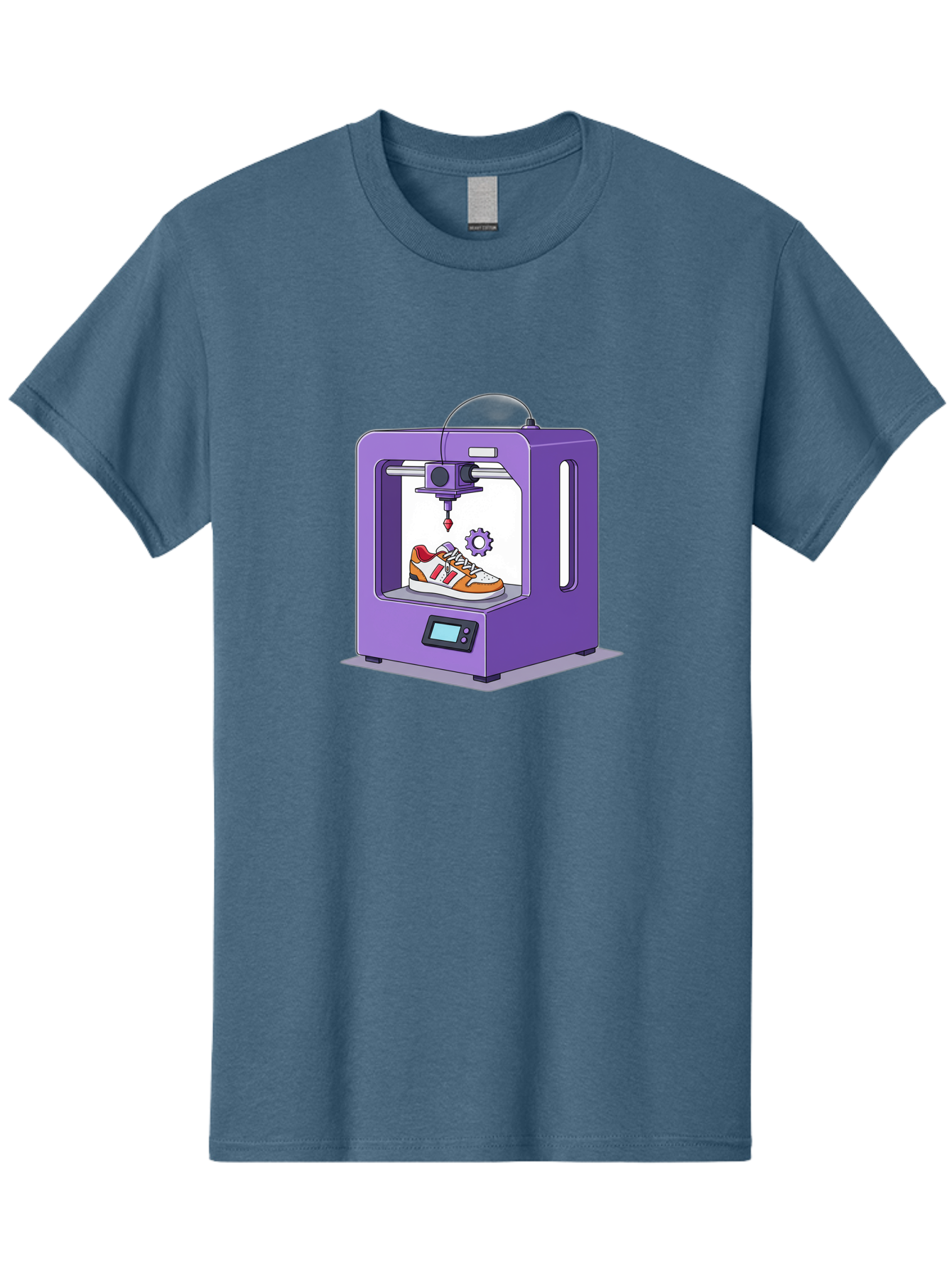3D-Printing-Sneaker Men'S Graphic Tee, 100% Cotton, Comfortable Casual Summer Wear, Machine Washable, 3D Printing Technology, Futuristic Design, Customizable Shoes, Modern Manufacturing, Additive Manufacturing, Orange And White Sneakers, Baa053 25