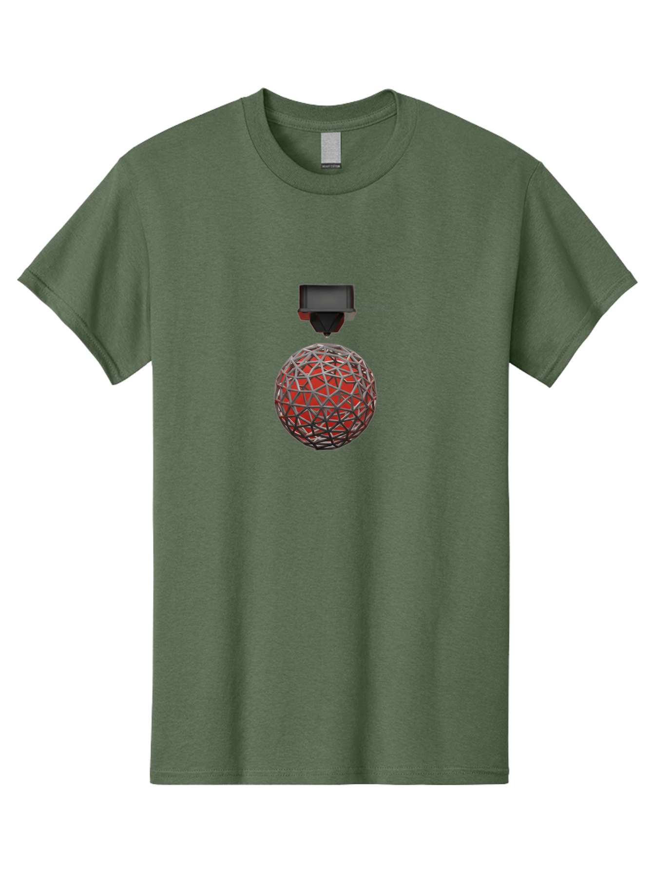 3D-Scanner Men'S Graphic Tee, 100% Cotton, Comfortable Casual Summer Wear, Machine Washable, 3D Scanning Technology, Digital Rendering, Geometric Shapes, Red Sphere, Metallic Framework, Futuristic Design, Precision Engineering, Baa055 11