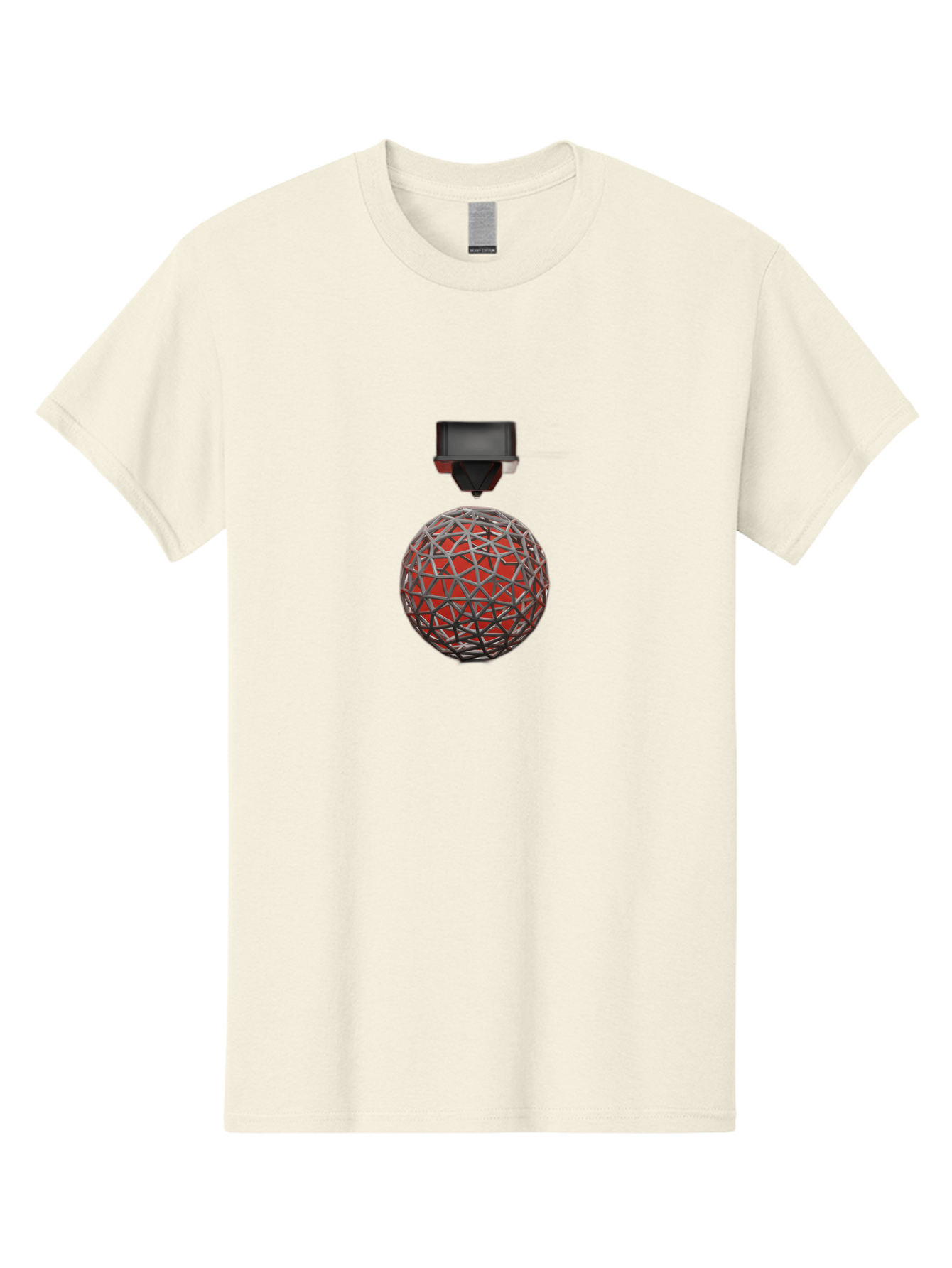 3D-Scanner Men'S Graphic Tee, 100% Cotton, Comfortable Casual Summer Wear, Machine Washable, 3D Scanning Technology, Digital Rendering, Geometric Shapes, Red Sphere, Metallic Framework, Futuristic Design, Precision Engineering, Baa055 5
