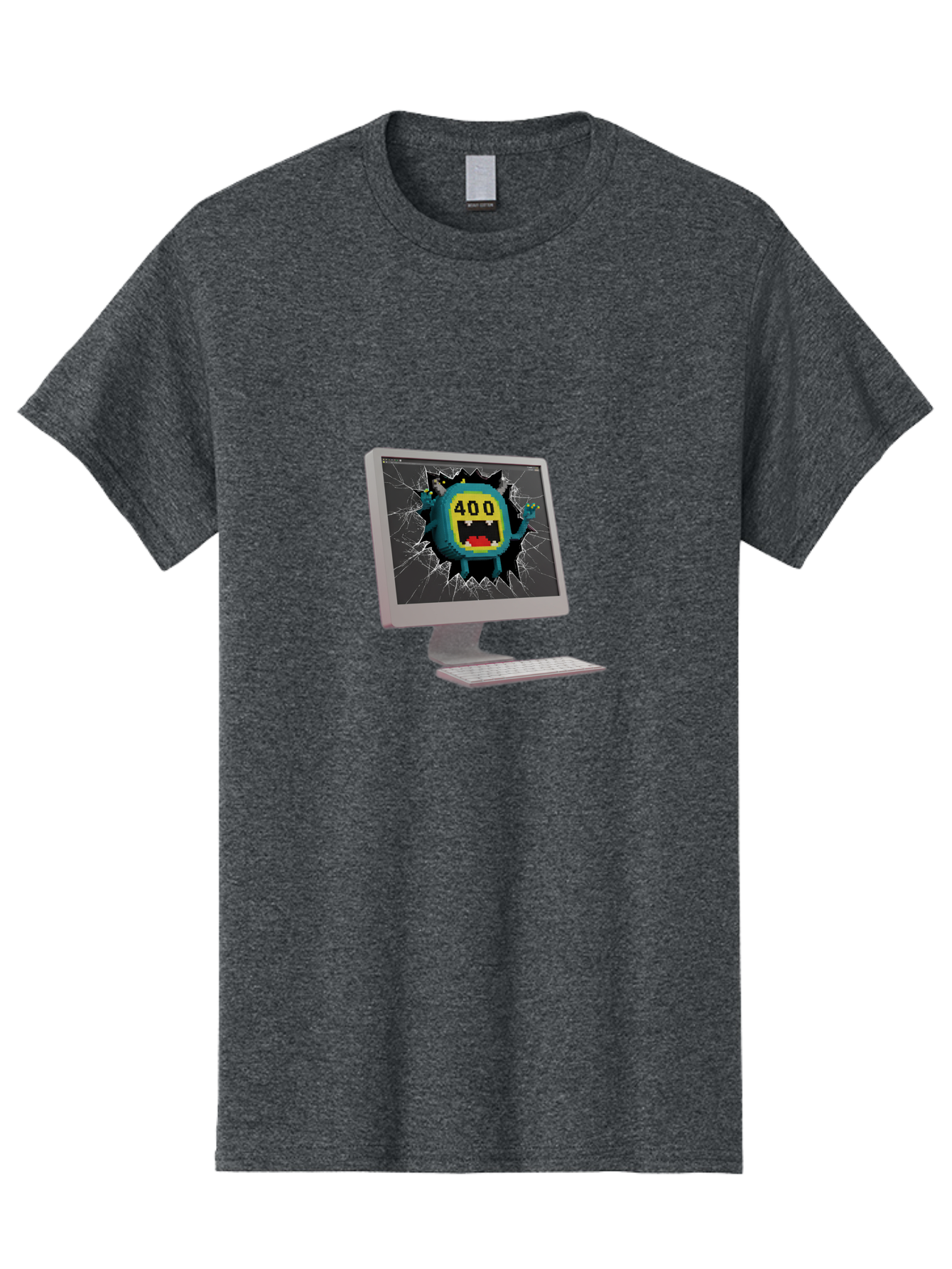 400-Error Men'S Graphic Tee, 100% Cotton, Comfortable Casual Summer Wear, Machine Washable, Error Message, Broken Screen, 400 Bad Request, Cartoon Monster, Cracked Glass, Digital Glitch, Frustrated User, Humorous Illustration, Baa057 29