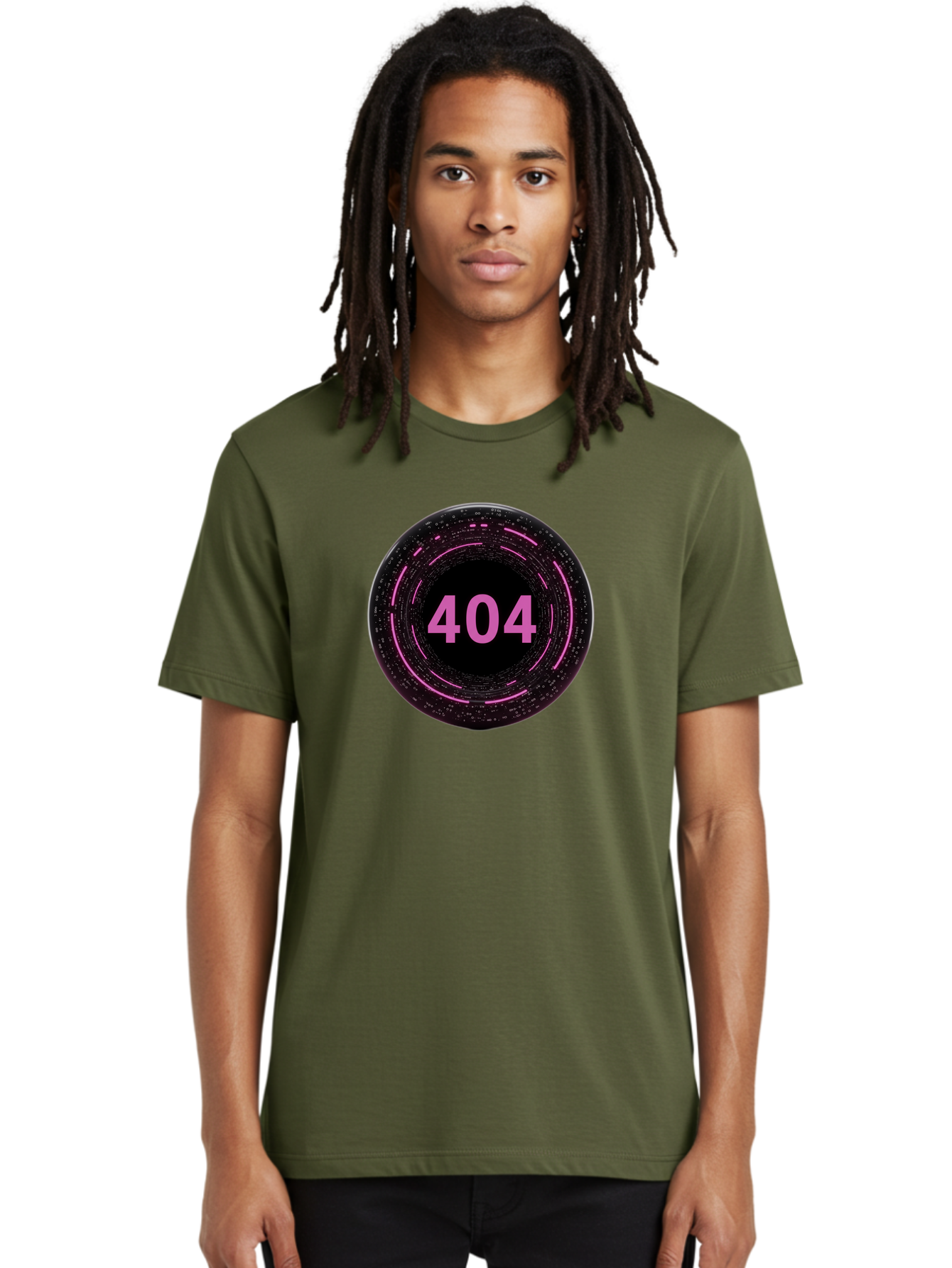 404-3 Men'S Graphic Tee, 100% Cotton, Comfortable Casual Summer Wear, Machine Washable, 404 Error, Page Not Found, Digital Glitch, Pink Neon, Futuristic Design, Cyberpunk Aesthetic, Error Message, Circular Pattern, Binary Code, Website Error Baa060 10
