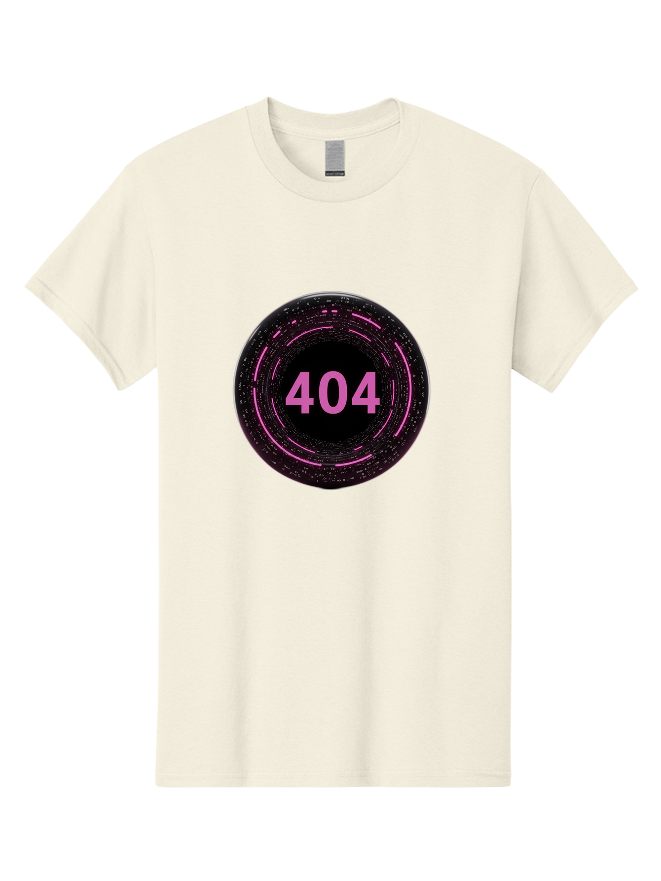 404-3 Men'S Graphic Tee, 100% Cotton, Comfortable Casual Summer Wear, Machine Washable, 404 Error, Page Not Found, Digital Glitch, Pink Neon, Futuristic Design, Cyberpunk Aesthetic, Error Message, Circular Pattern, Binary Code, Website Error Baa060 15