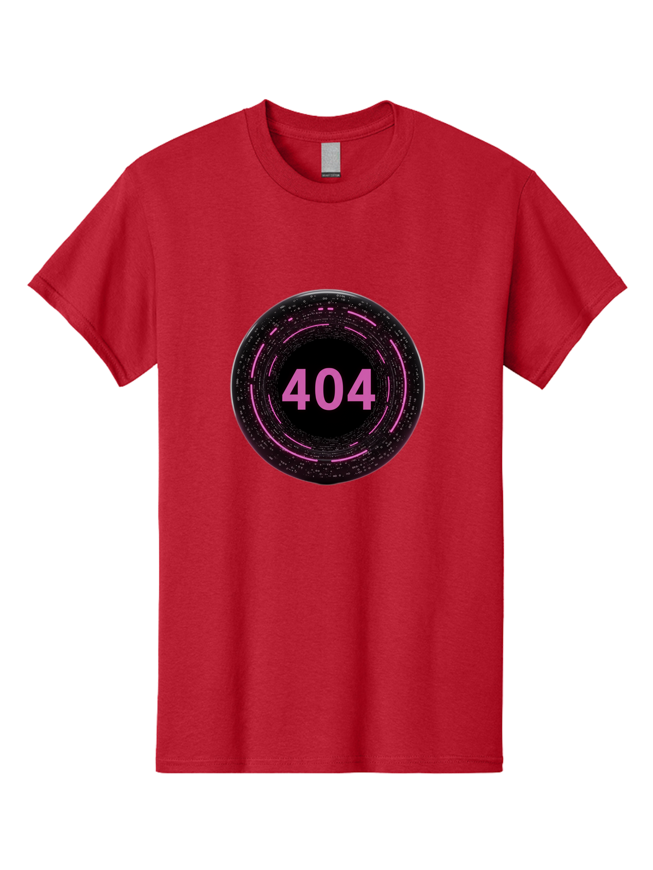 404-3 Men'S Graphic Tee, 100% Cotton, Comfortable Casual Summer Wear, Machine Washable, 404 Error, Page Not Found, Digital Glitch, Pink Neon, Futuristic Design, Cyberpunk Aesthetic, Error Message, Circular Pattern, Binary Code, Website Error Baa060 19