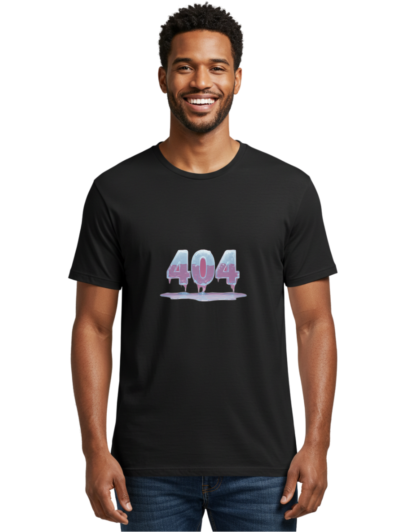 404-5 Men'S Graphic Tee, 100% Cotton, Comfortable Casual Summer Wear, Machine Washable, Melting 404 Error, Distorted Numbers, Liquid Effect, Page Not Found, Website Error, Web Design Glitch, Futuristic Font Baa062 22