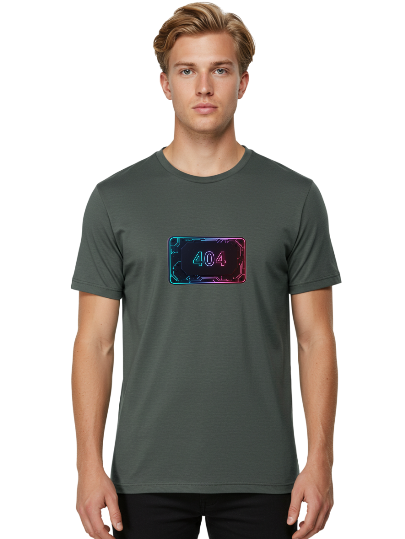 404-8 Men'S Graphic Tee, 100% Cotton, Comfortable Casual Summer Wear, Machine Washable, 404 Error Message, Futuristic Design, Neon Lights, Circuit Board, Error Page, Page Not Found, Tech Glitch, Digital Error Baa065 8