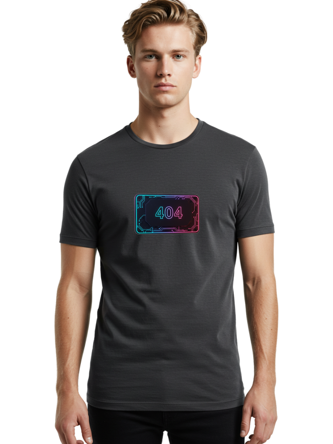 404-8 Men'S Graphic Tee, 100% Cotton, Comfortable Casual Summer Wear, Machine Washable, 404 Error Message, Futuristic Design, Neon Lights, Circuit Board, Error Page, Page Not Found, Tech Glitch, Digital Error Baa065 6