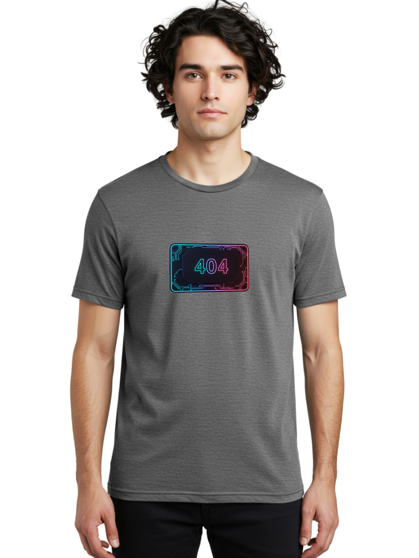 404-8 Men'S Graphic Tee, 100% Cotton, Comfortable Casual Summer Wear, Machine Washable, 404 Error Message, Futuristic Design, Neon Lights, Circuit Board, Error Page, Page Not Found, Tech Glitch, Digital Error Baa065 16