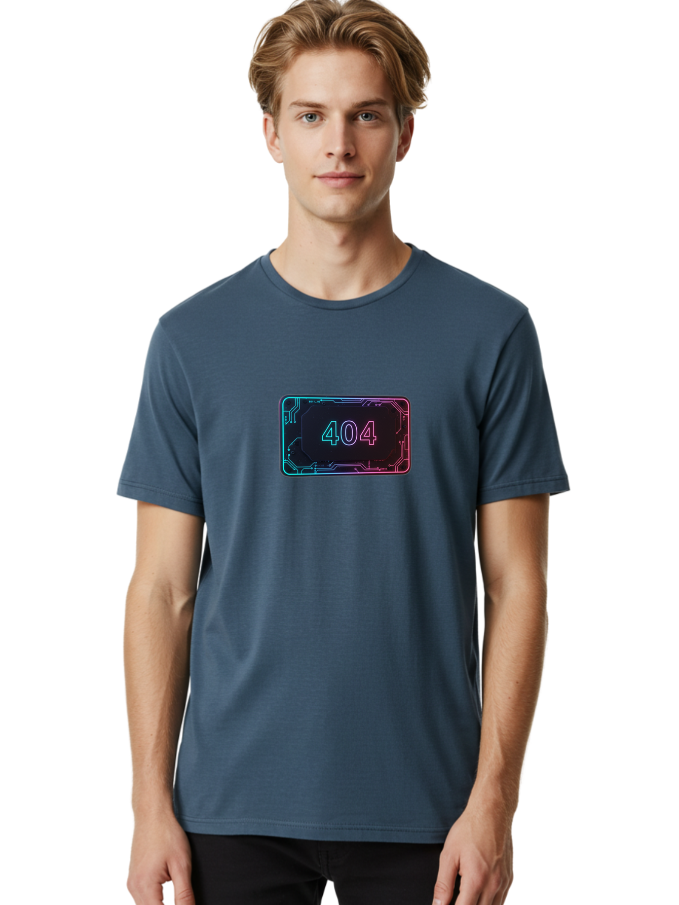404-8 Men'S Graphic Tee, 100% Cotton, Comfortable Casual Summer Wear, Machine Washable, 404 Error Message, Futuristic Design, Neon Lights, Circuit Board, Error Page, Page Not Found, Tech Glitch, Digital Error Baa065 18
