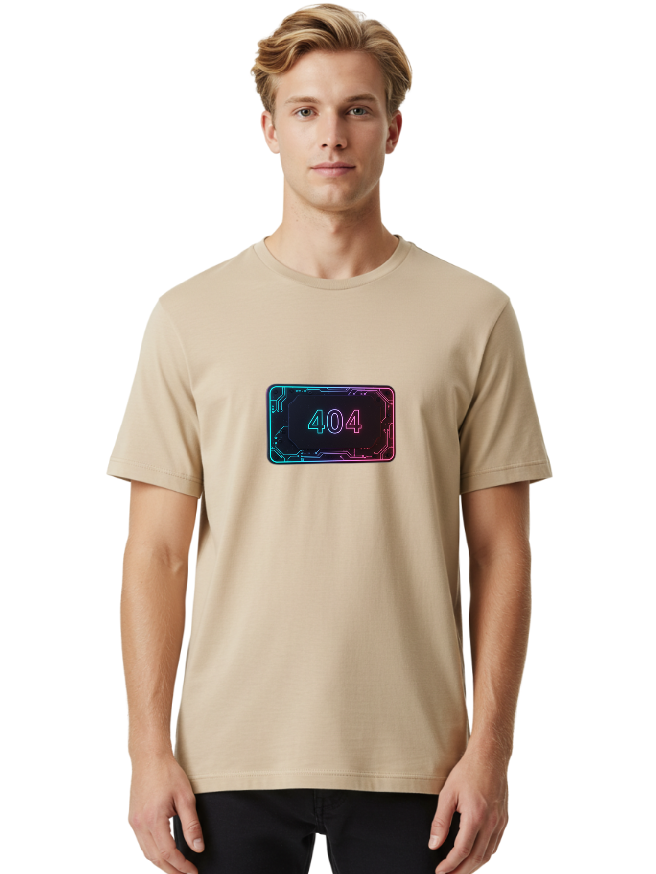 404-8 Men'S Graphic Tee, 100% Cotton, Comfortable Casual Summer Wear, Machine Washable, 404 Error Message, Futuristic Design, Neon Lights, Circuit Board, Error Page, Page Not Found, Tech Glitch, Digital Error Baa065 12
