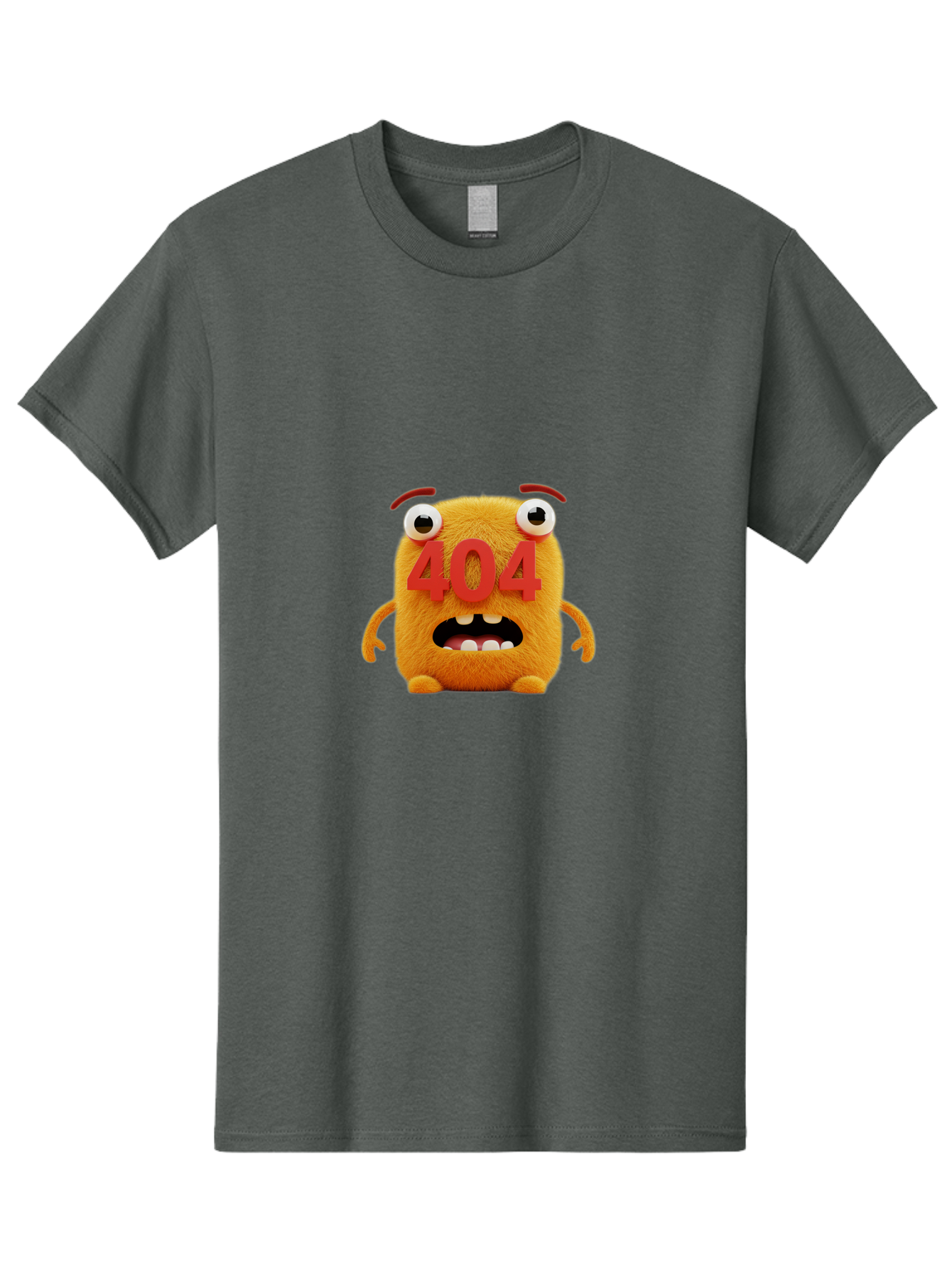 404-Character-1 Men'S Graphic Tee, 100% Cotton, Comfortable Casual Summer Wear, Machine Washable, Error Message, 404 Page Not Found, Cartoon Character, Angry Face, Red Numbers, Fuzzy Texture, Eyeballs Popped Out, Shocked Expression, Baa067 15